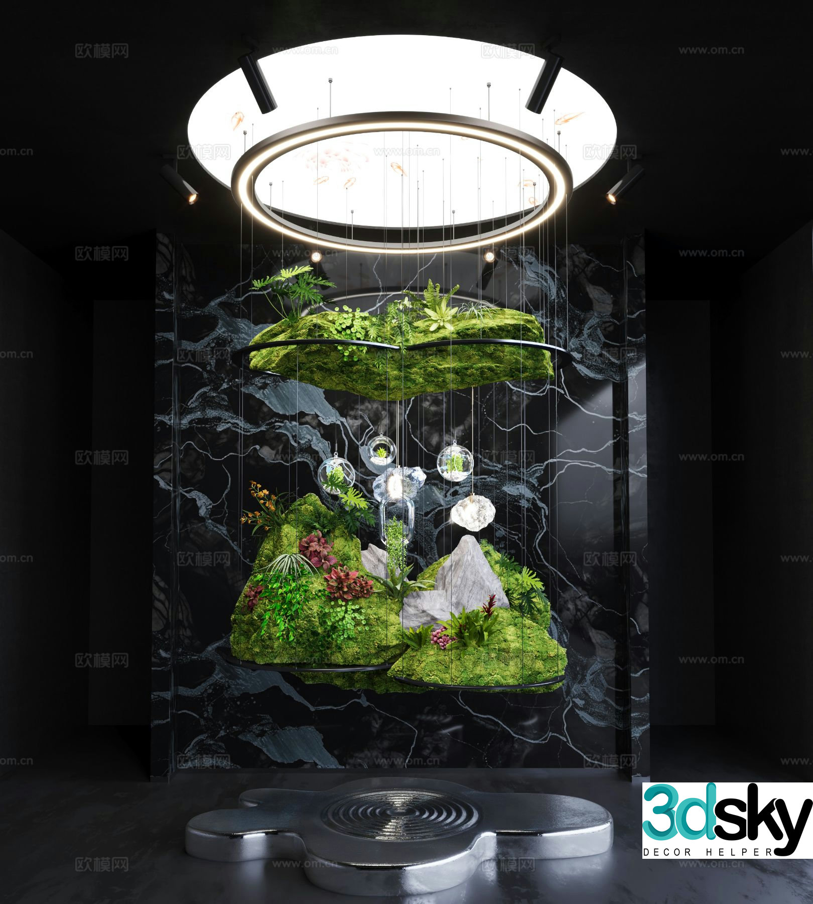 Indoor suspended landscaping moss landscaping 3D model