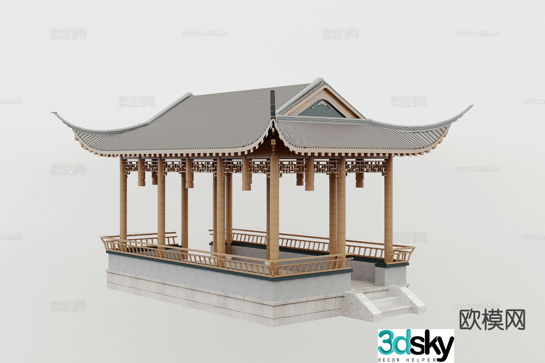 Chinese style pavilion pavilion corridor landscape pavilion 3D model