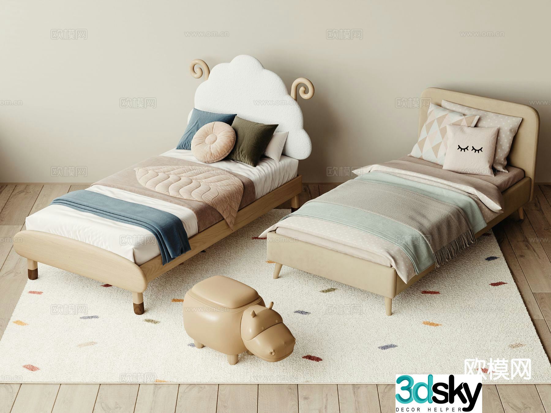 Modern children’s bed 3d model