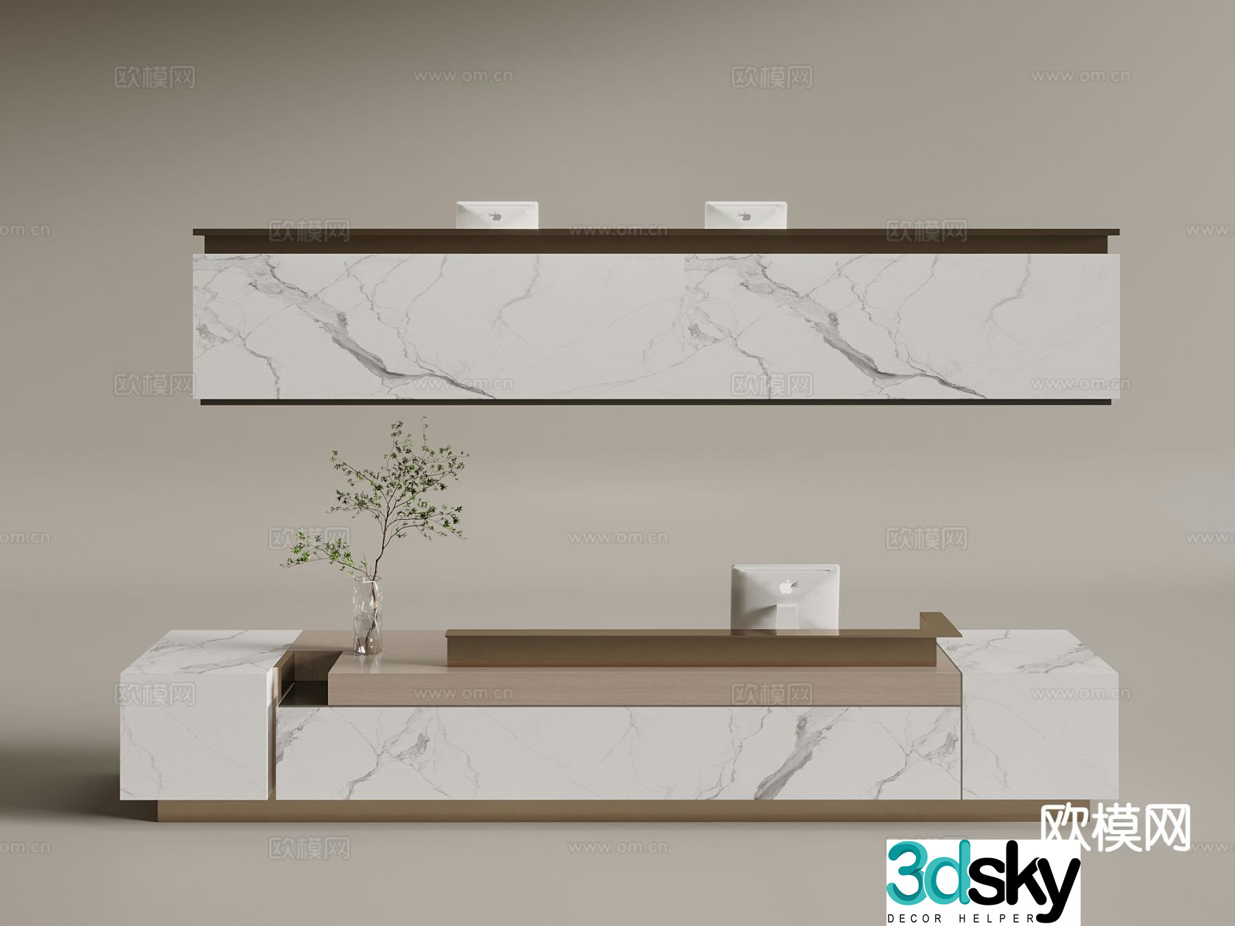 Modern front desk reception desk bar service desk 3d model