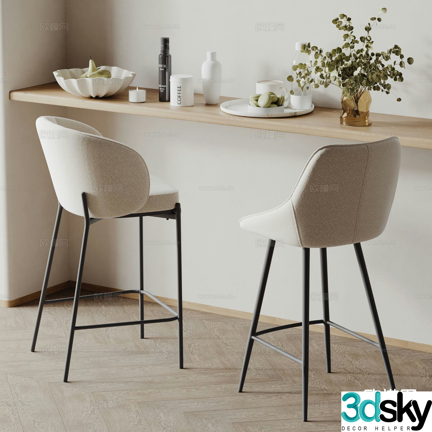 Modern bar bar chair 3d model