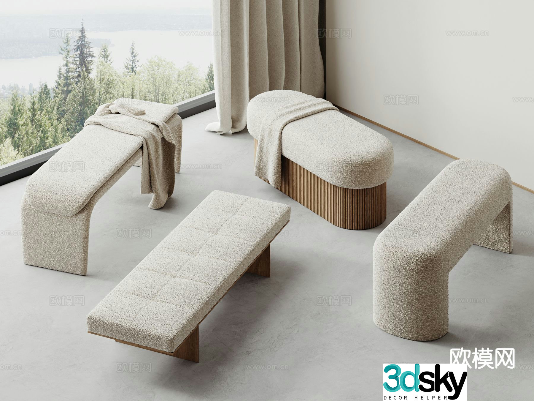 Modern stool sofa stool 3d model