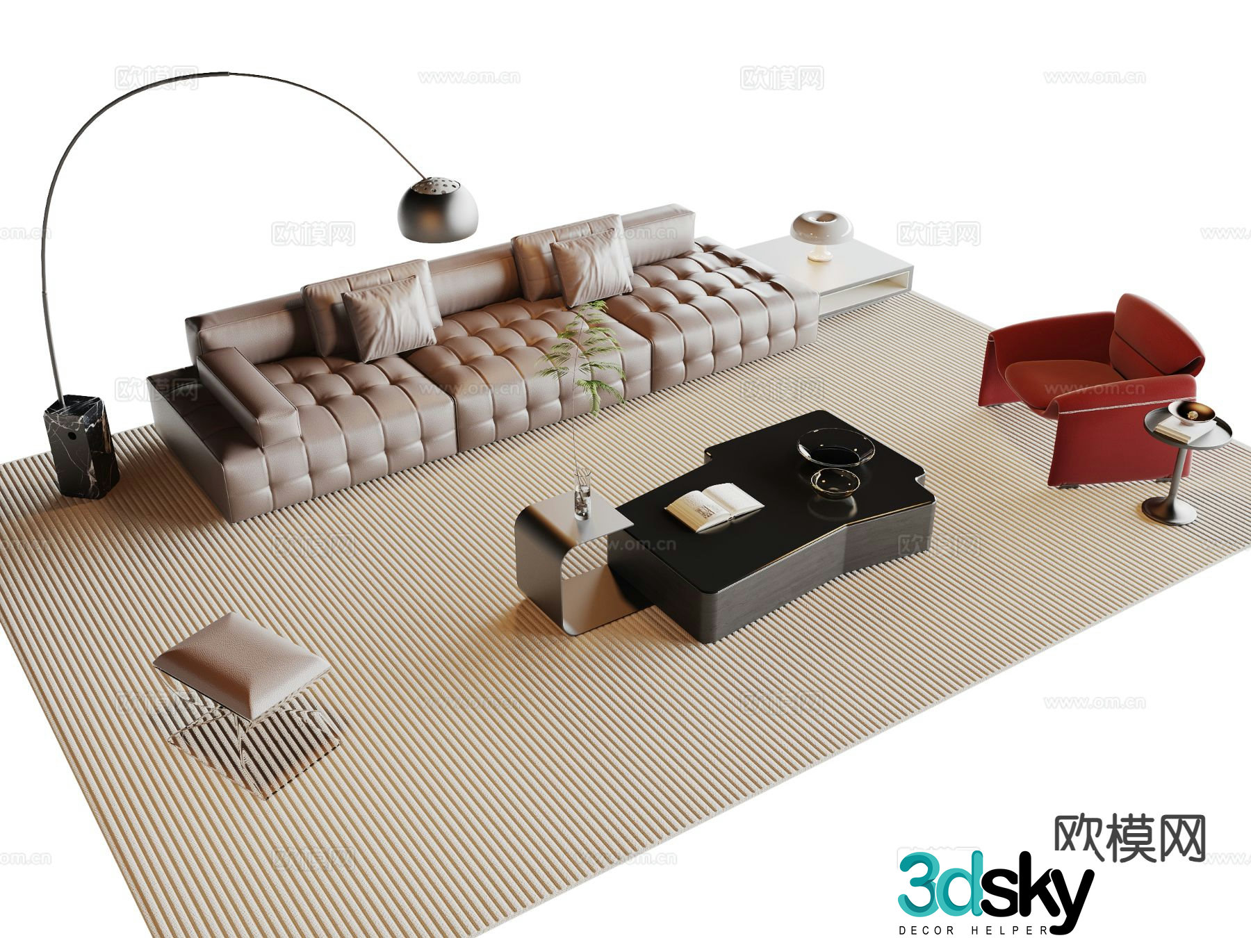 Italian sectional sofa 3d model