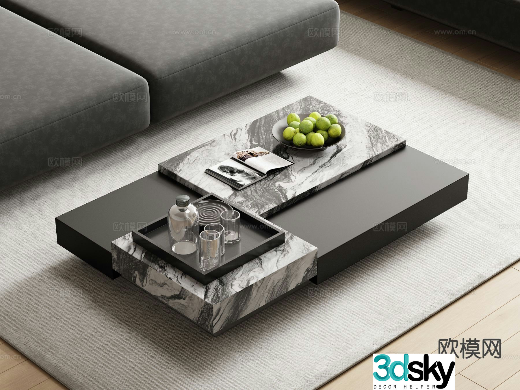 Italian coffee table marble coffee table 3d model