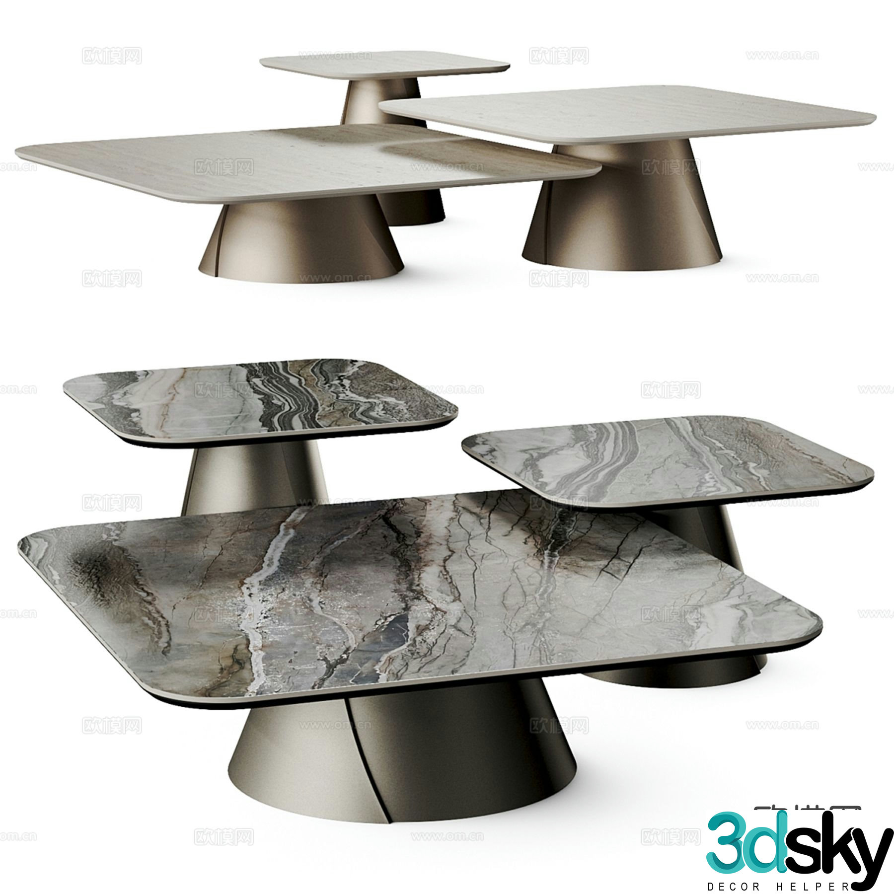 Cattelan modern metal coffee table 3d model
