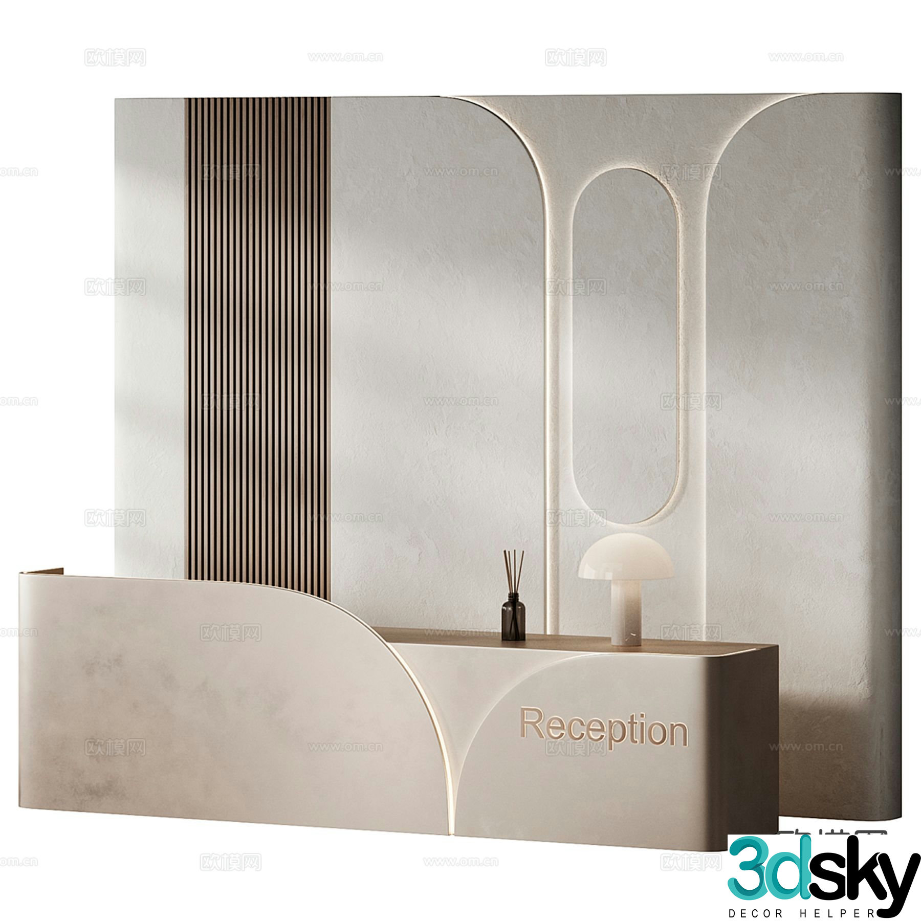 Modern front desk reception desk 3d model