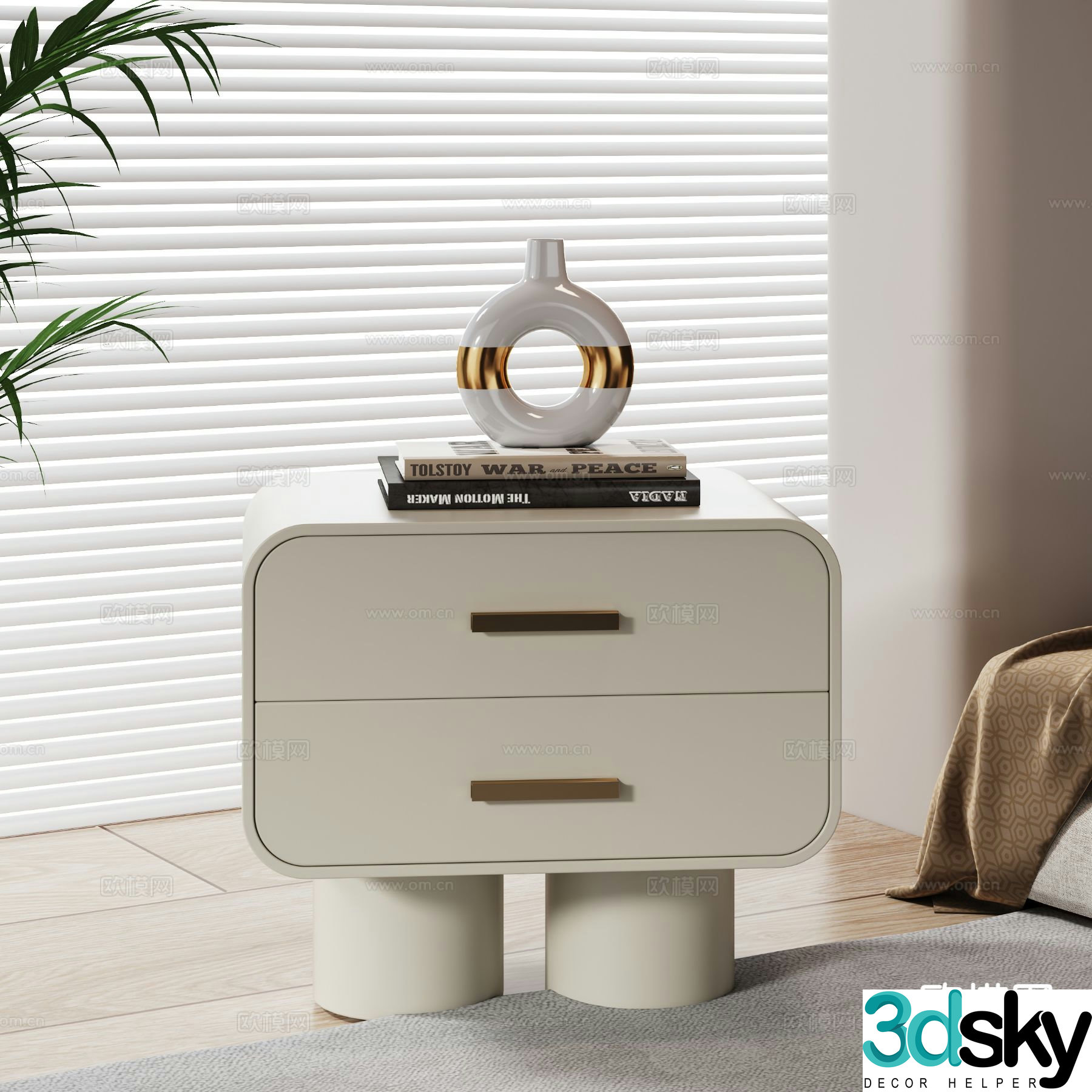 Cream style bedside table 3d model