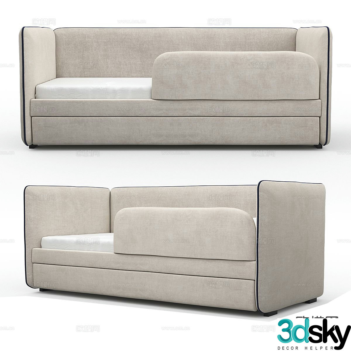Modern sofa bed single bed 3d model