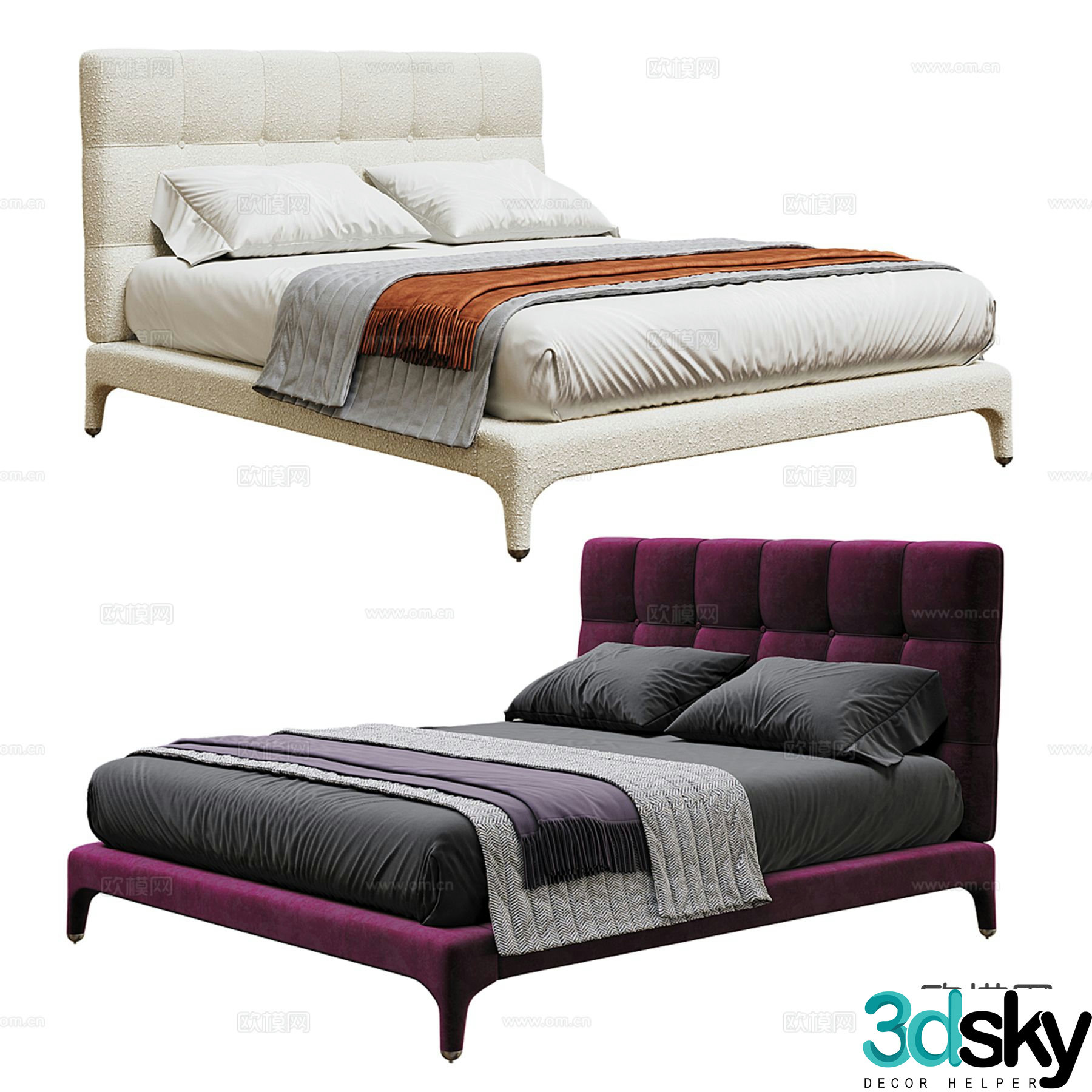 DELTA simple European double bed 3d model