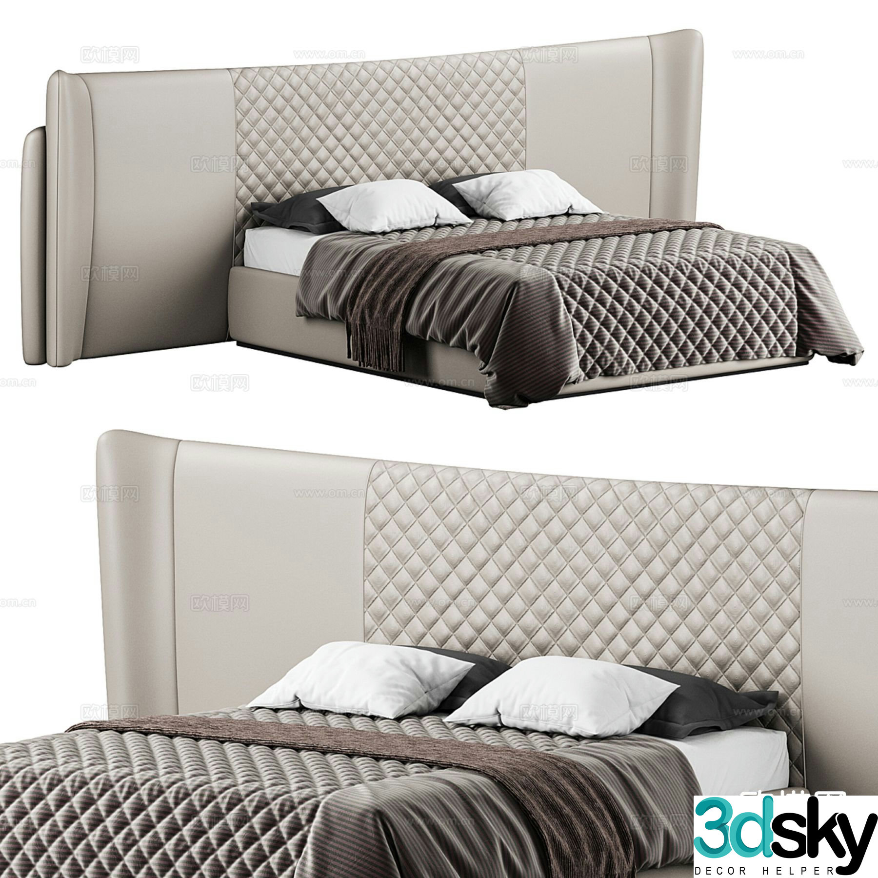 Italian double bed 3d model
