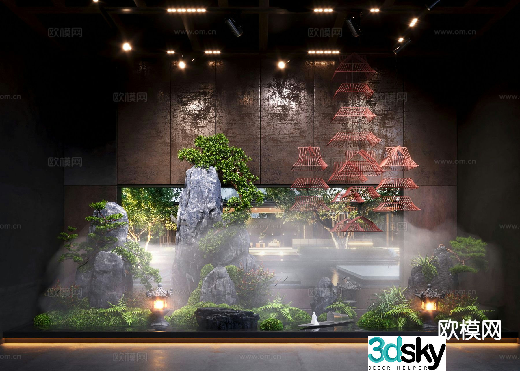 New Chinese style rockery waterscape 3D model