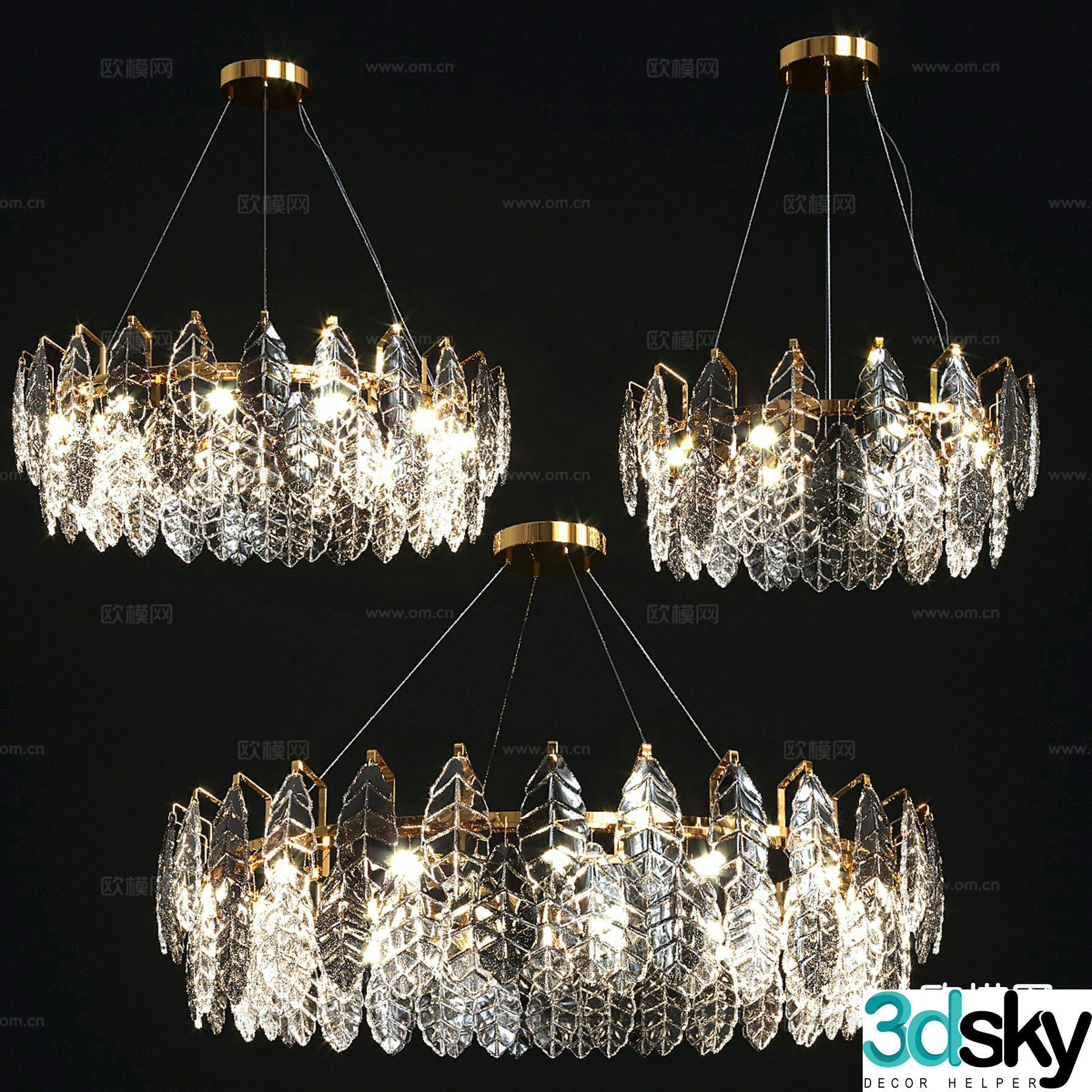 Light luxury chandeliers crystal chandeliers 3D model