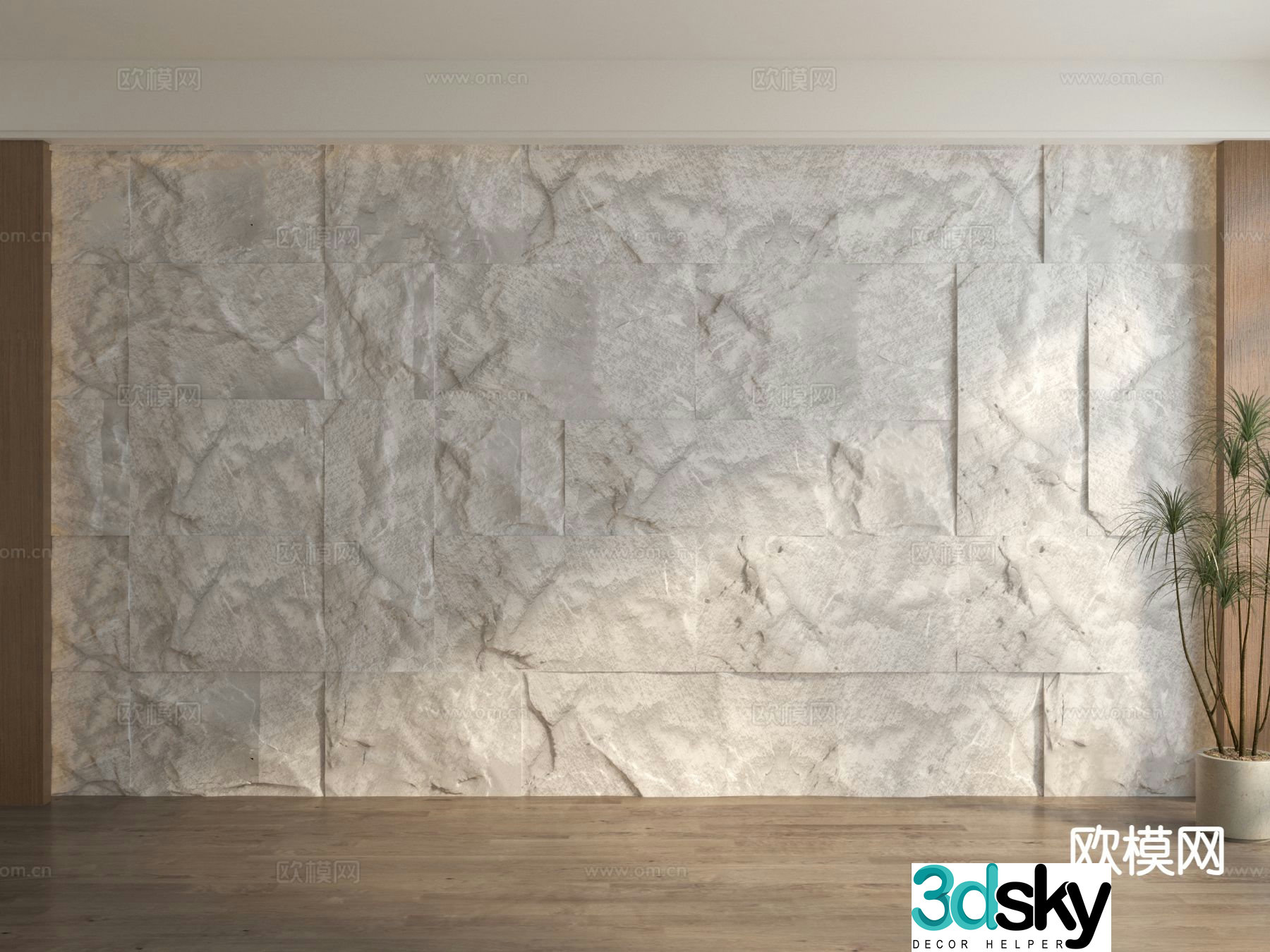 Stone background wall pu stone 3d model