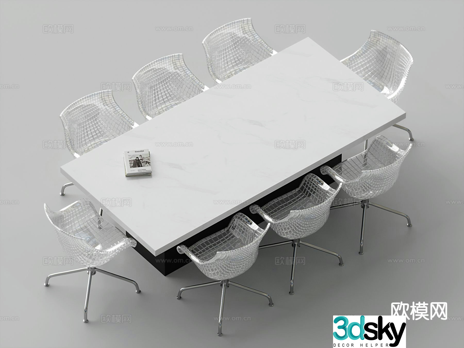 Modern conference table and chairs 3d model