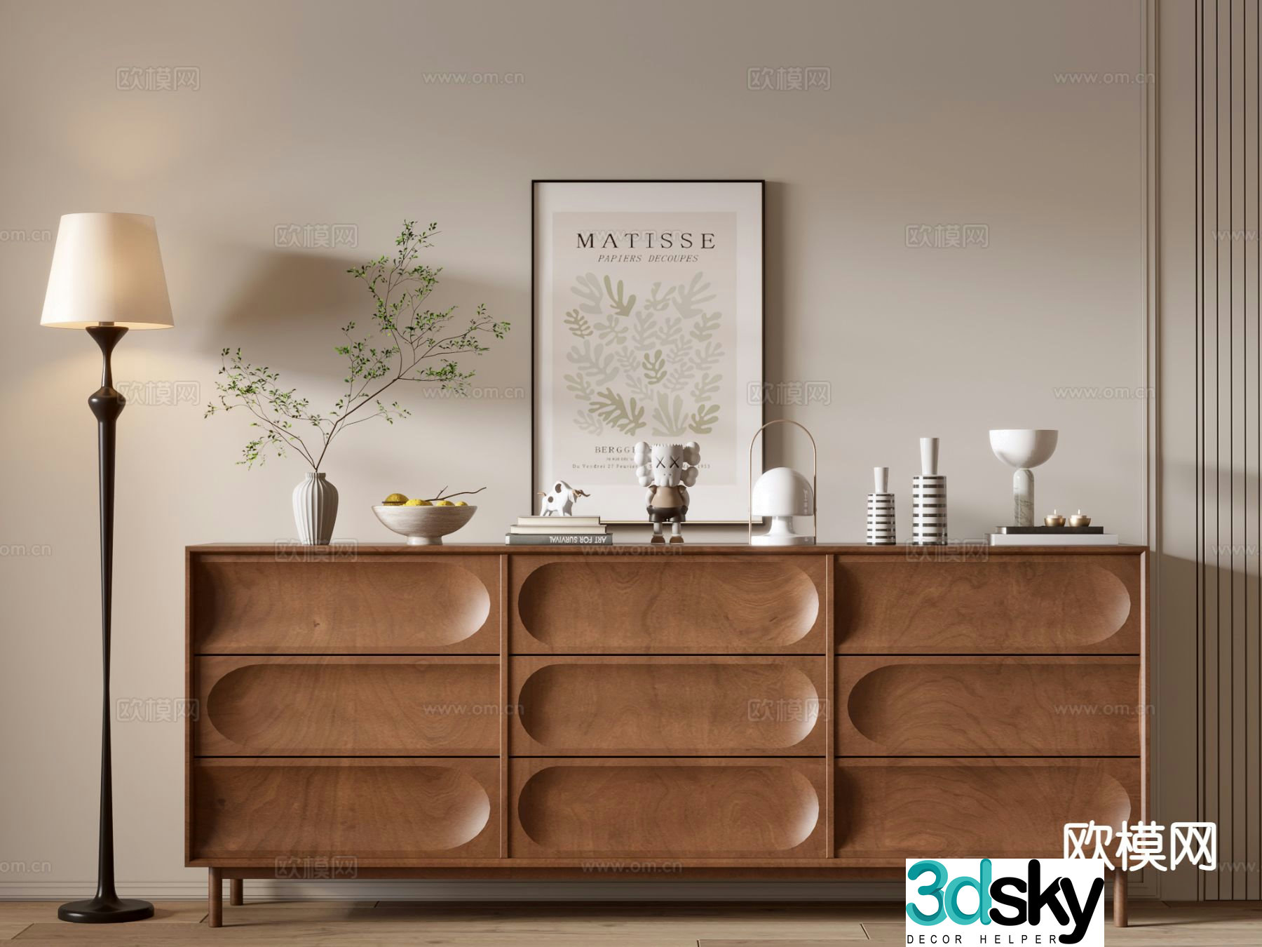 Medieval style chest of drawers entrance cabinet 3D model