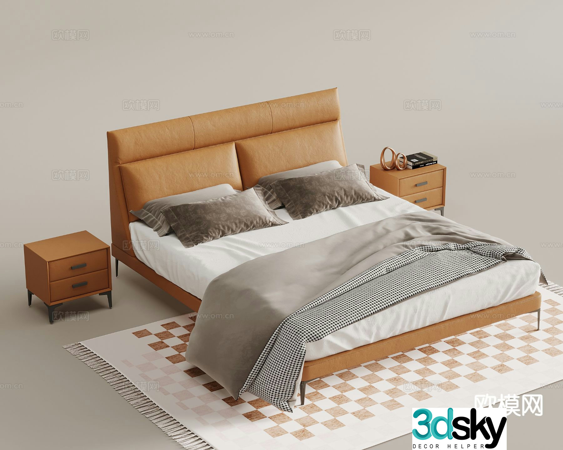 Modern double bed 3d model