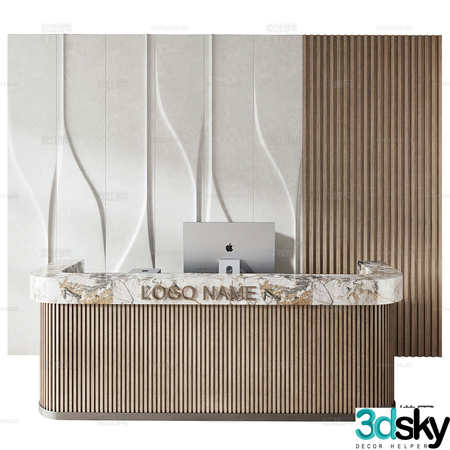 Modern front desk service desk reception desk 3d model
