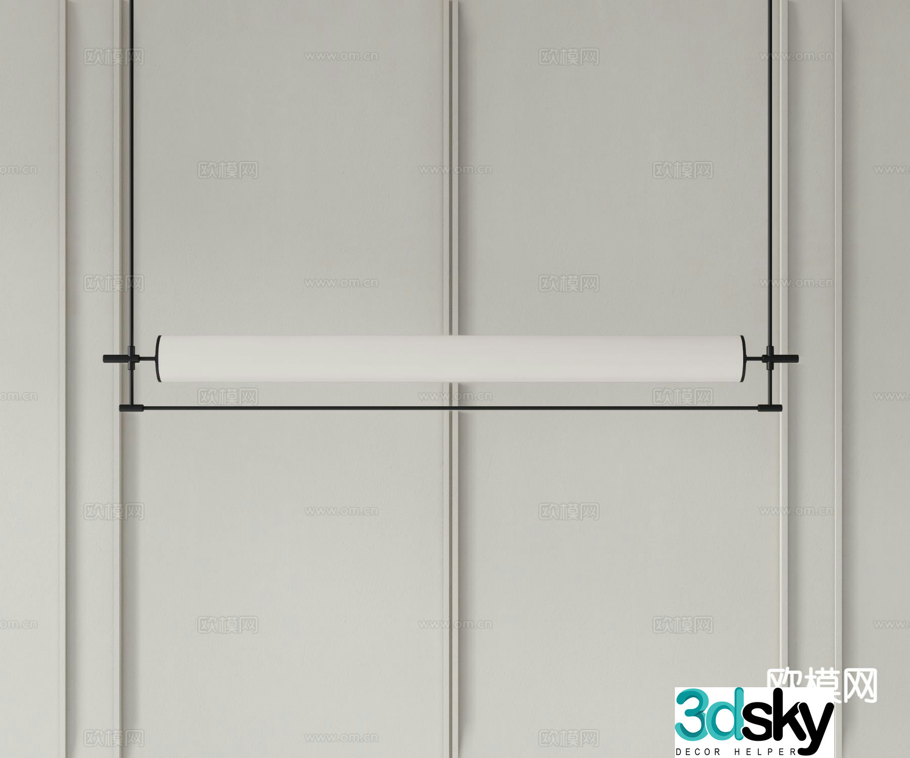 New Chinese chandelier Long strip chandelier 3D model