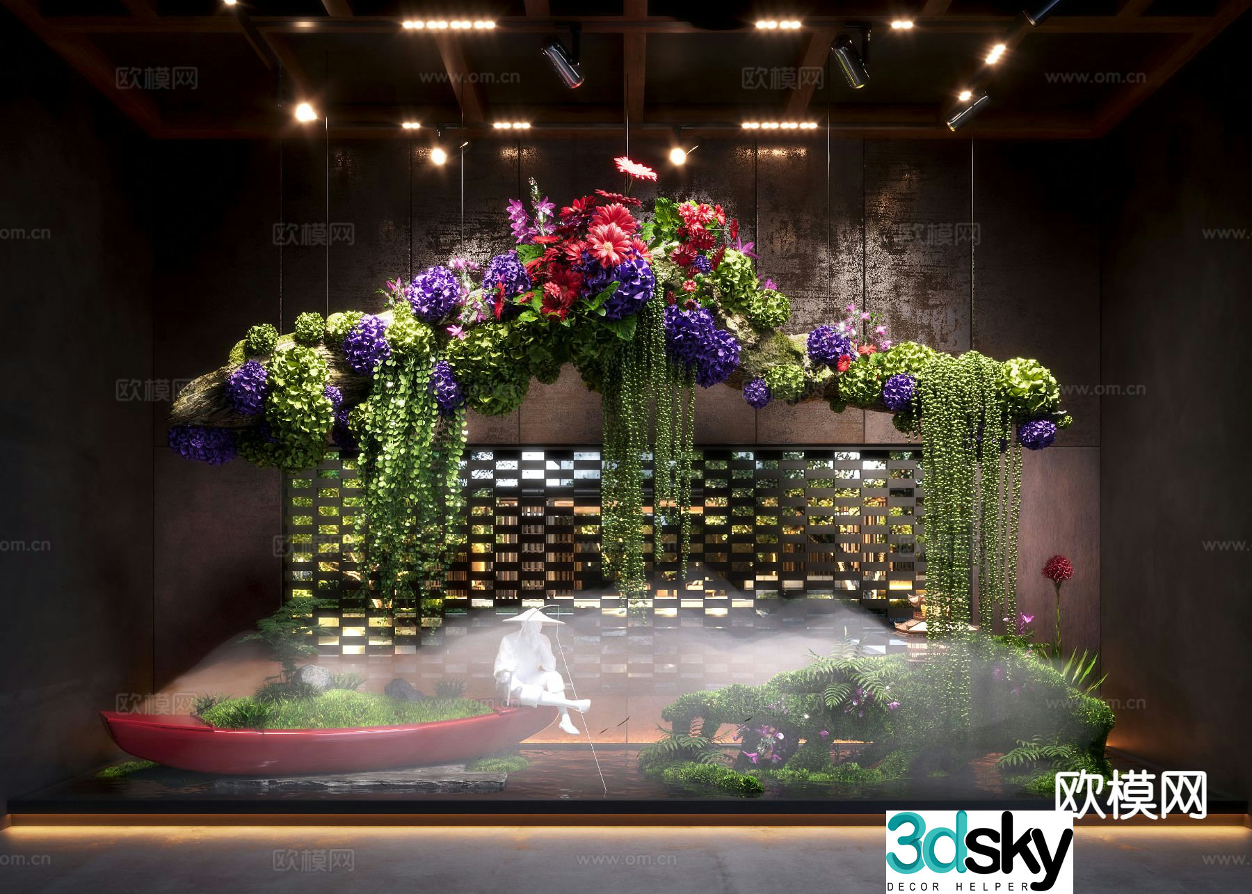 New Chinese style indoor landscaping bryophytes plant landscaping 3d model