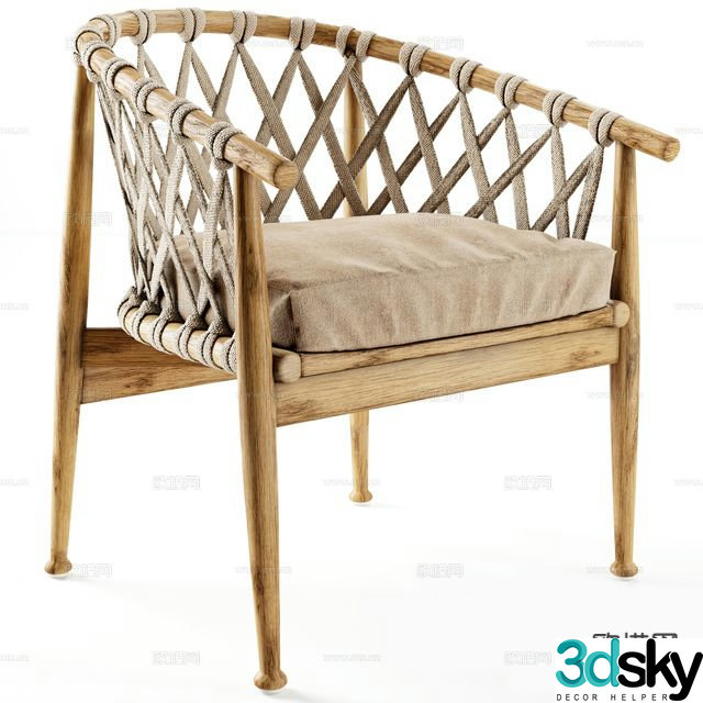 Outdoor chair seat leisure chair single chair dining chair 3d model