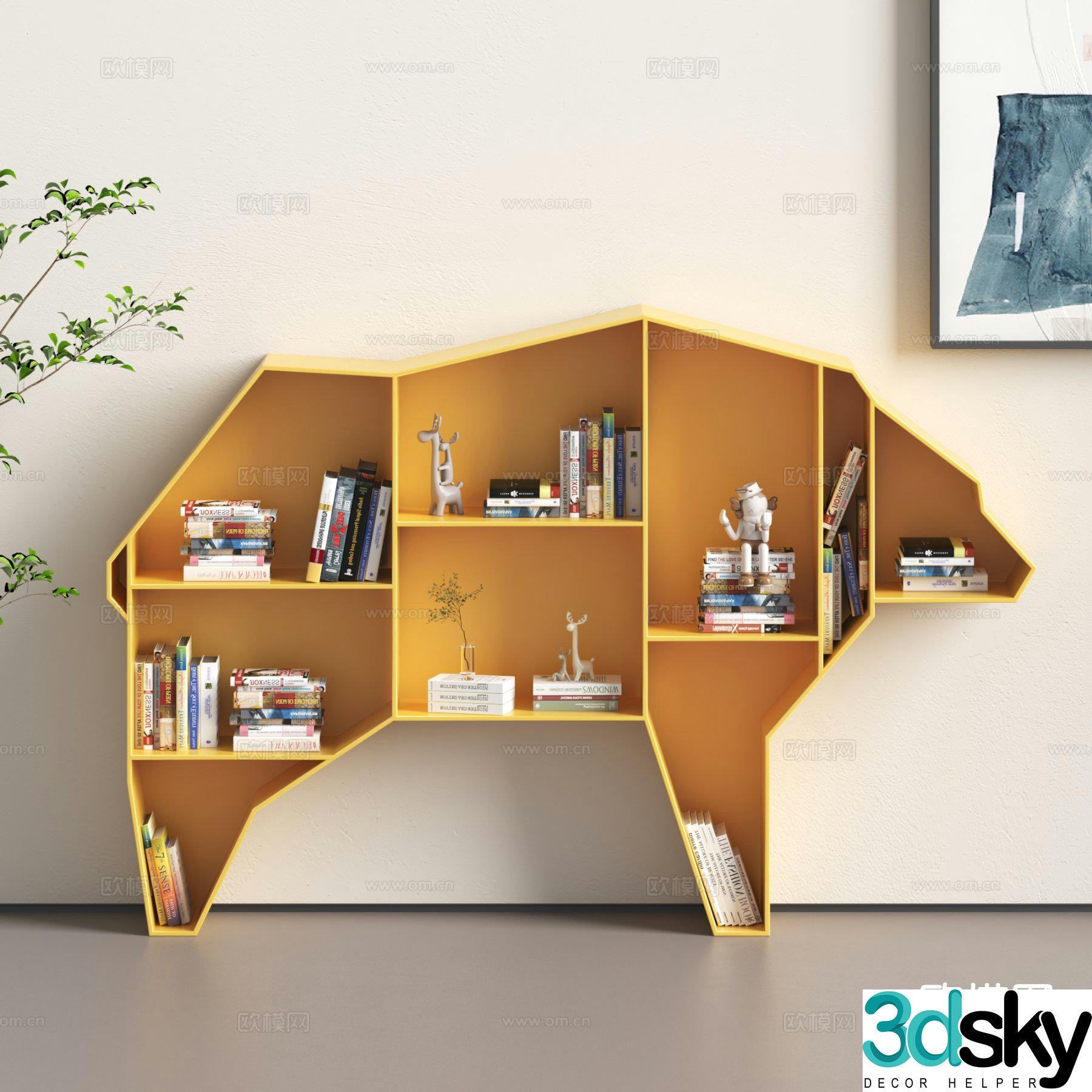 Animal shaped bookshelf children’s toy storage rack 3d model