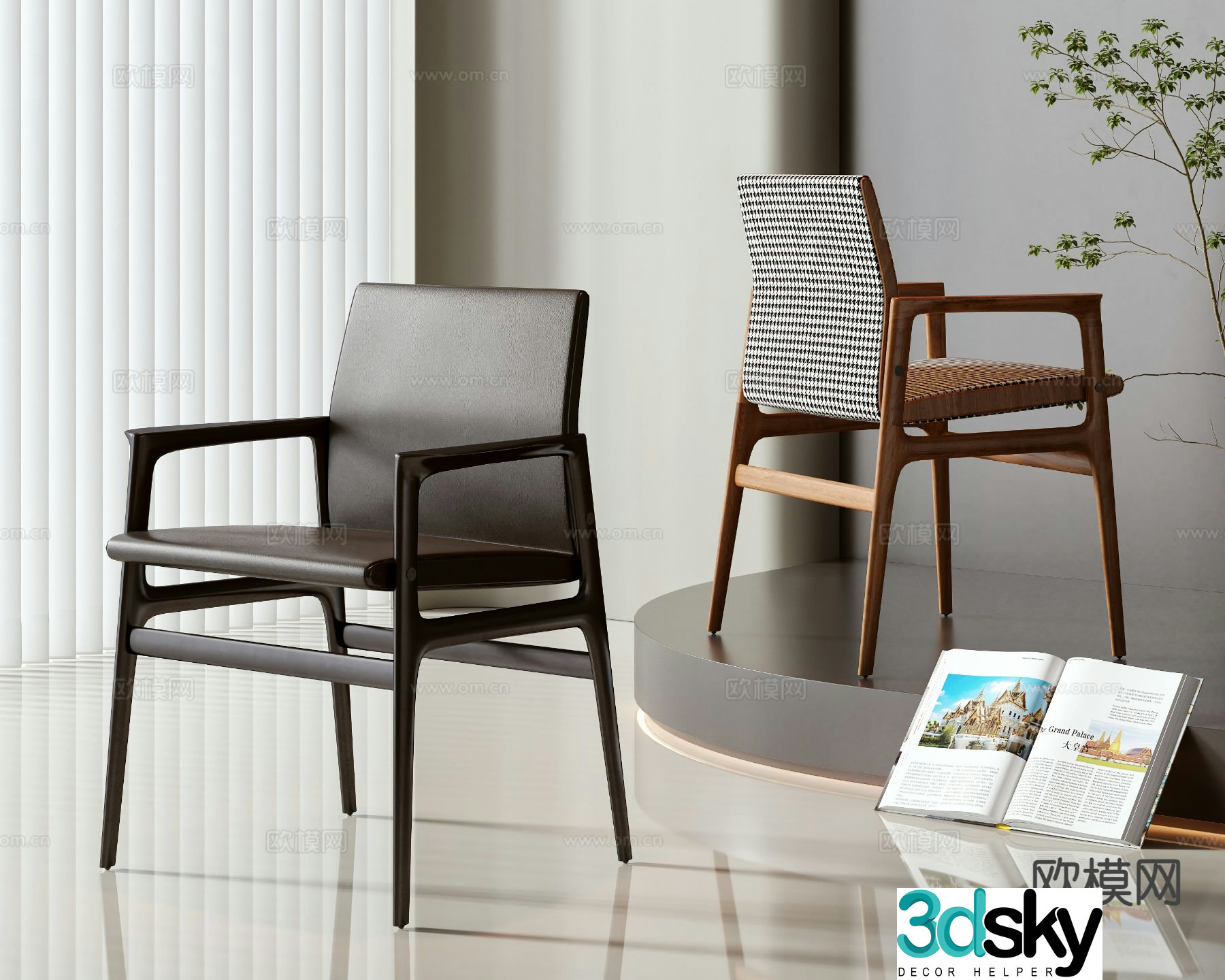 Modern single chair dining chair 3d model