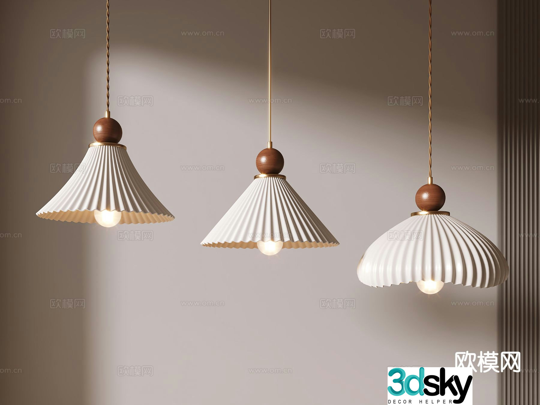 Wabi-sabi style chandelier 3d model