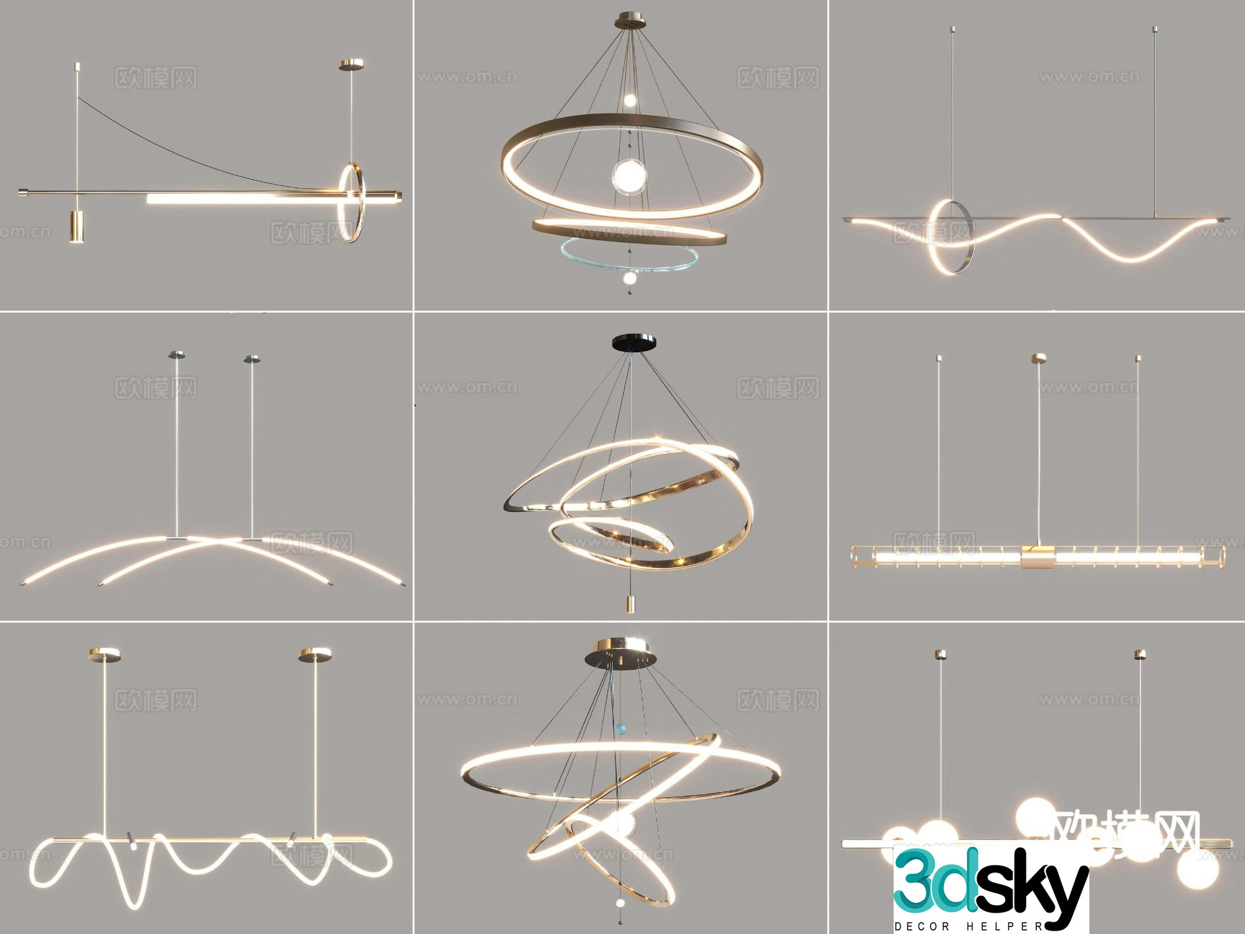 Modern dining room chandelier 3d model