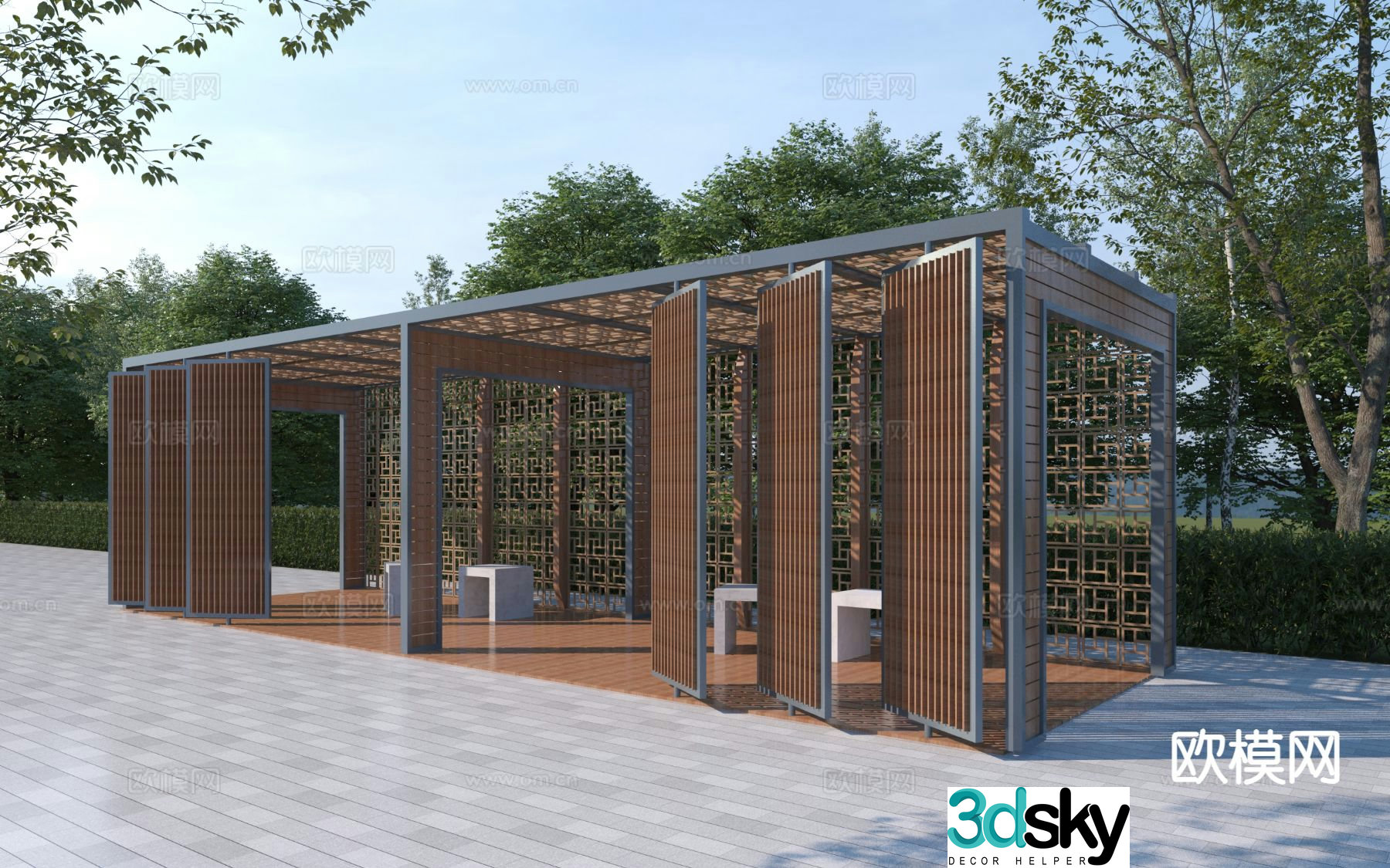 Modern landscape gallery leisure gallery 3D model