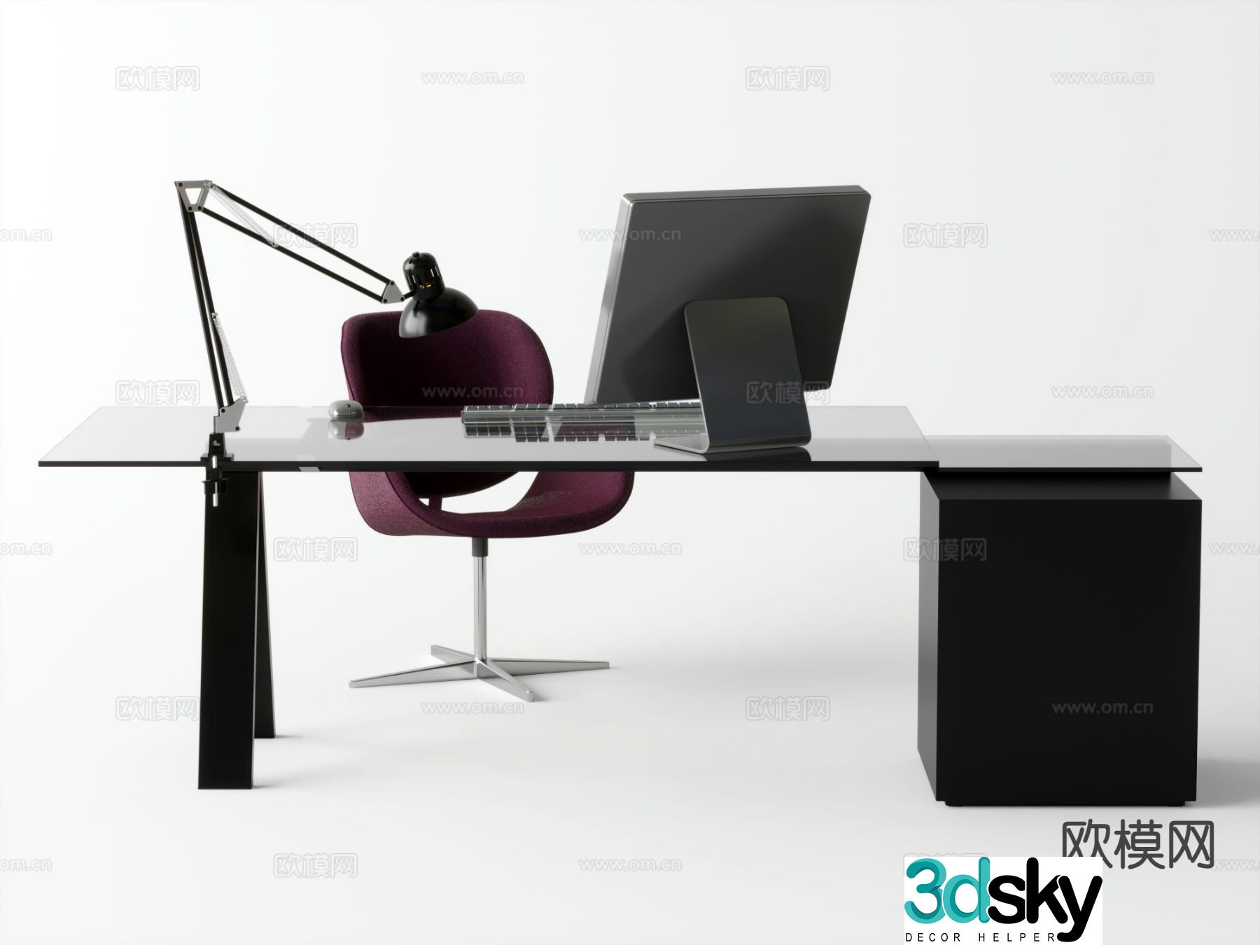 Modern office desk and chair 3d model