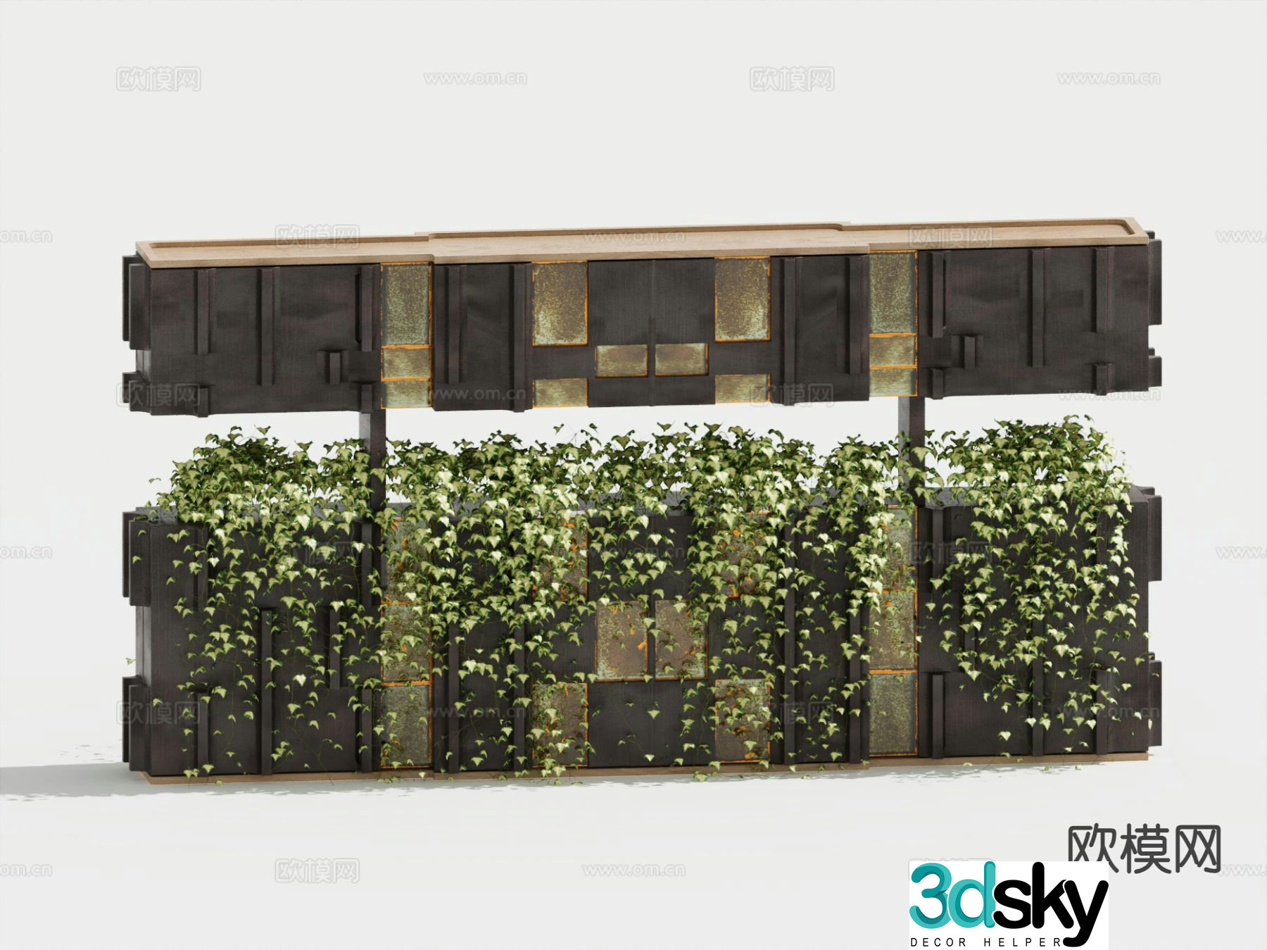 Modern vine flower box flower bed green plant vine case 3D model
