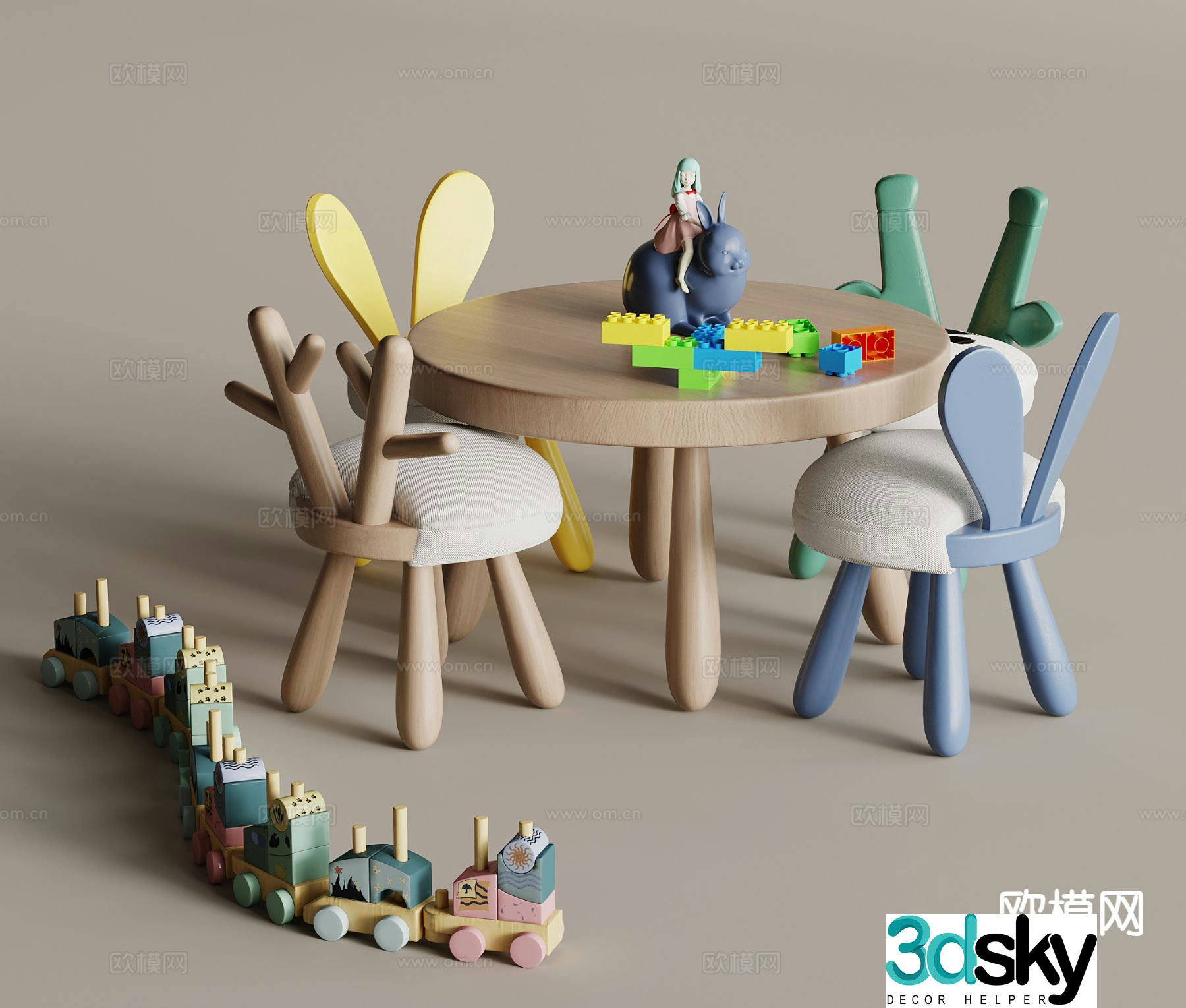 Modern children’s tables and chairs toys dolls dolls 3d model