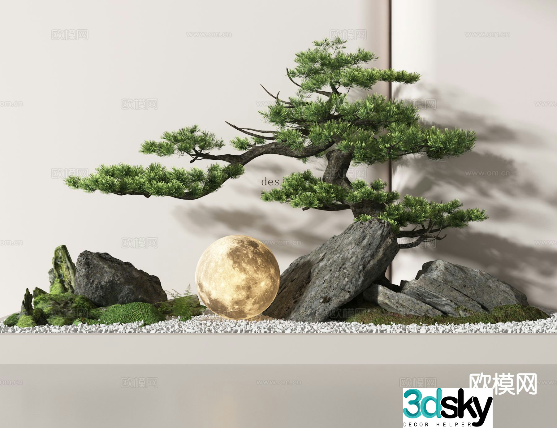 Landscaping welcome pine sketch stone landscaping 3D model