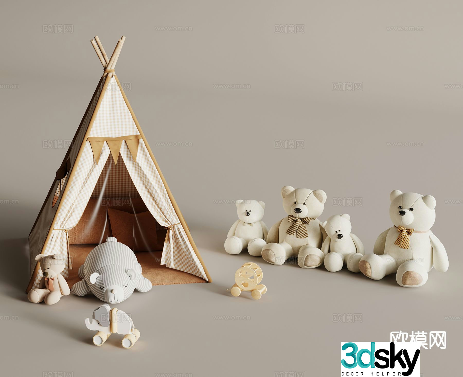 Modern toys children’s tent doll doll 3d model