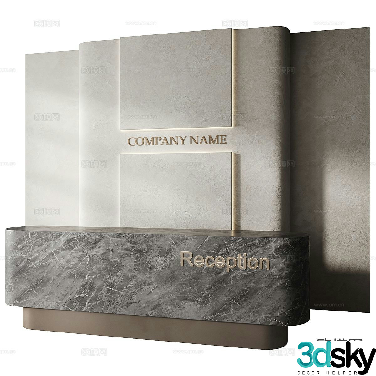 Modern front desk hotel front desk company front desk 3d model