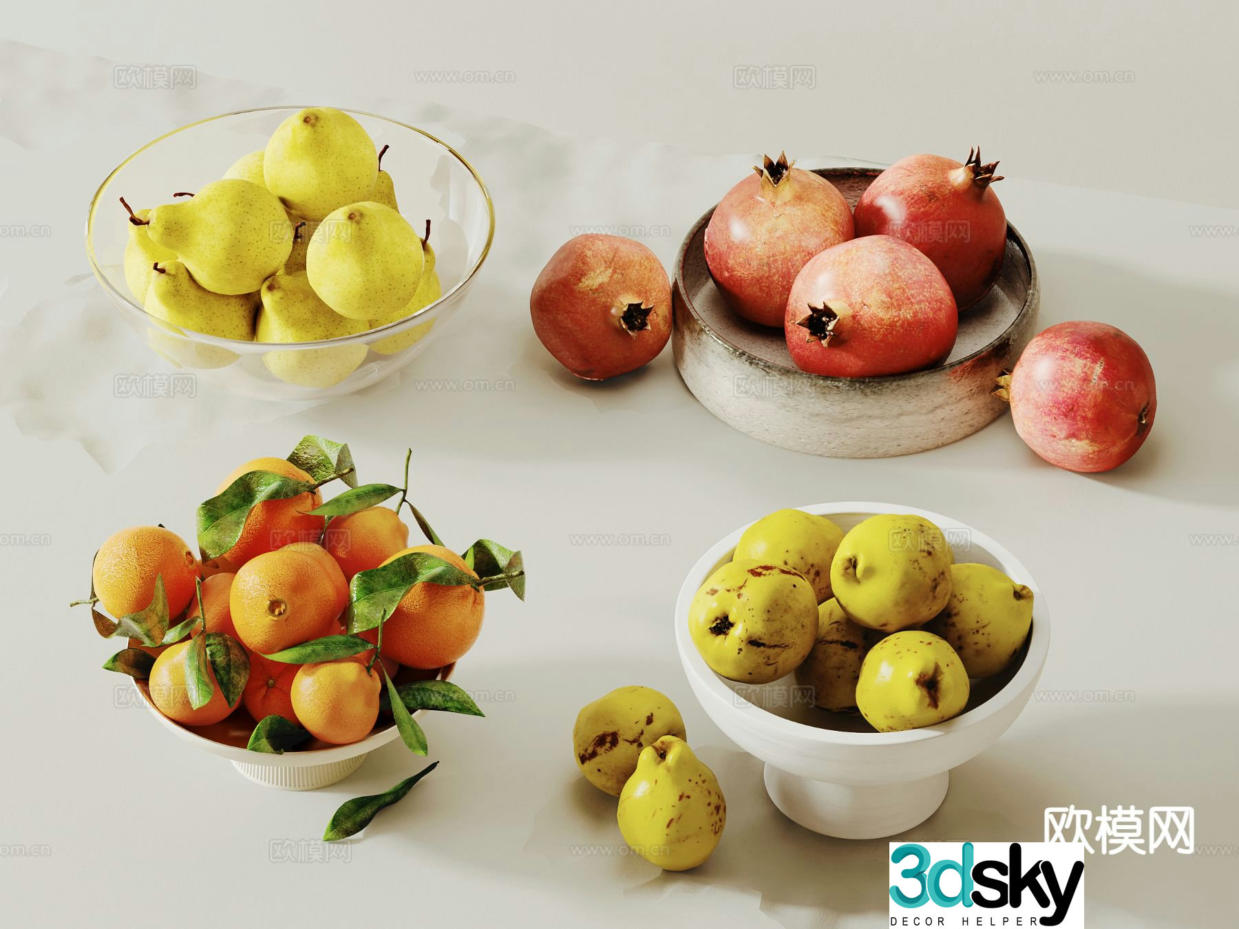 Fruit compote pear guava 3d model