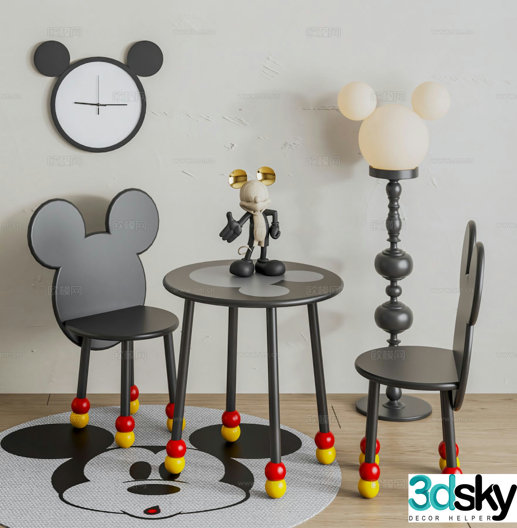 Modern Mickey Chair Children’s Table and Chair 3d model