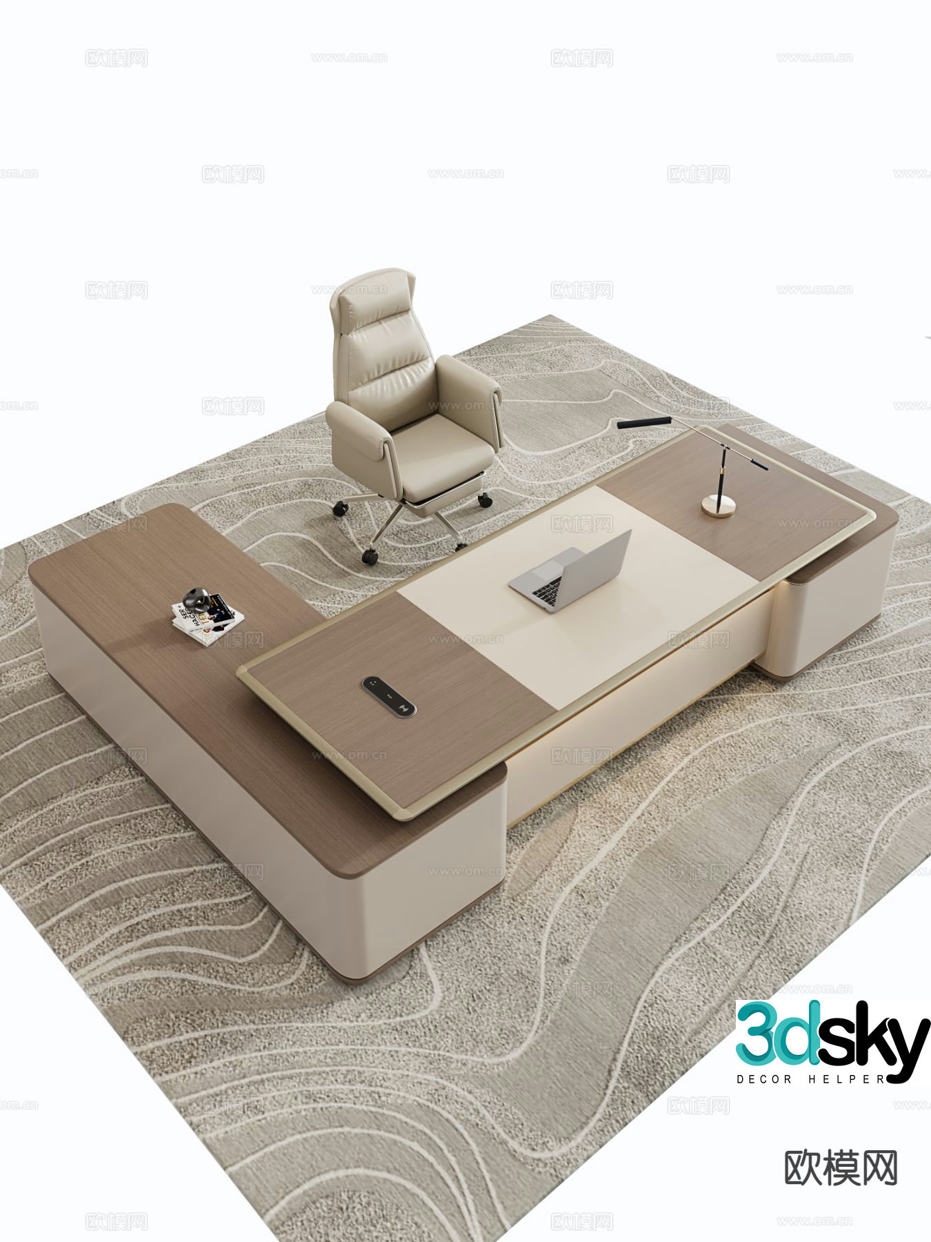 Modern office desk and chair desk table boss table president table 3D model