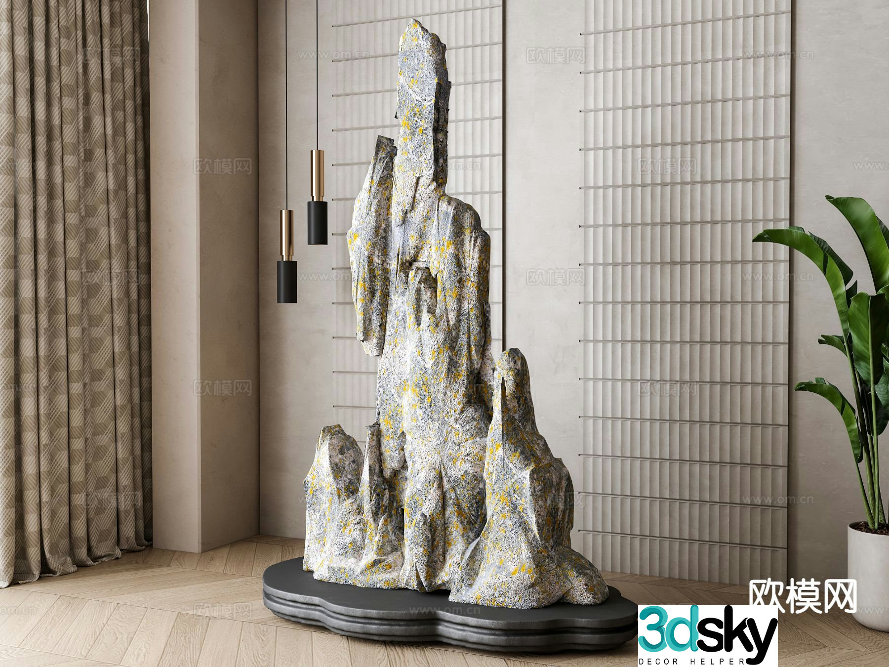 New Chinese style rockery landscape stone sculpture ornaments 3D model