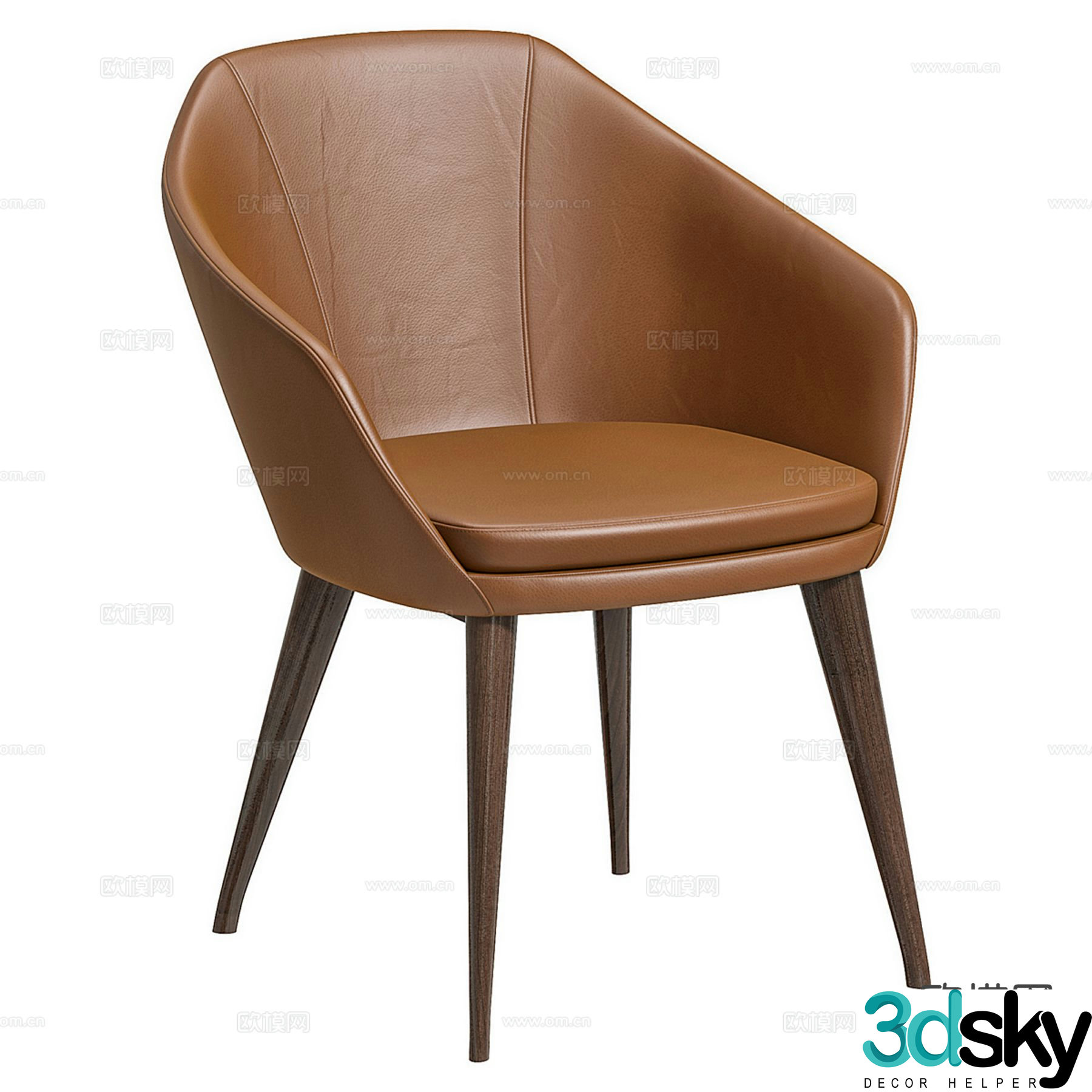 collinet-sieges modern leather side chair chair dining chair 3d model