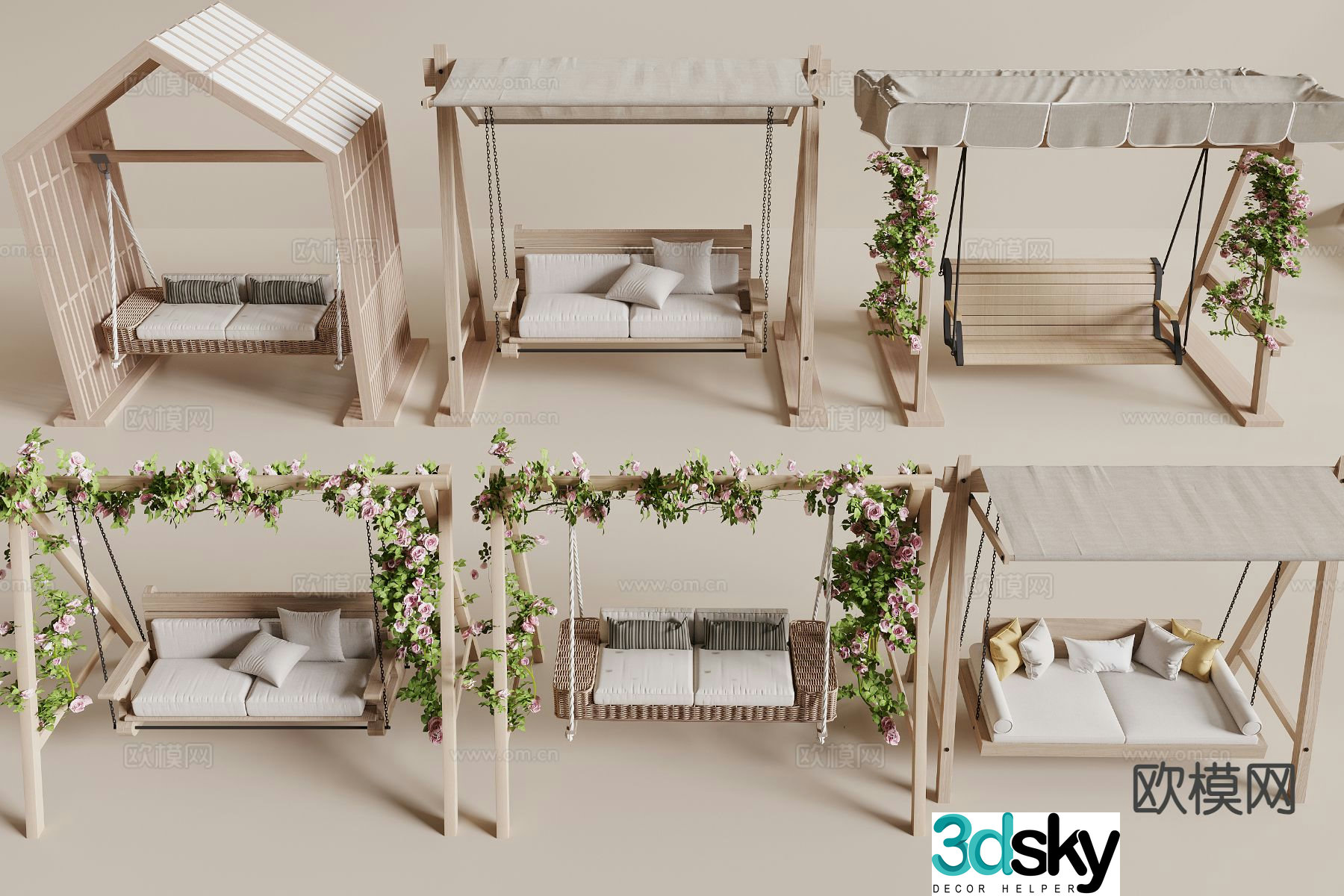 Modern cradle chair swing chair 3d model