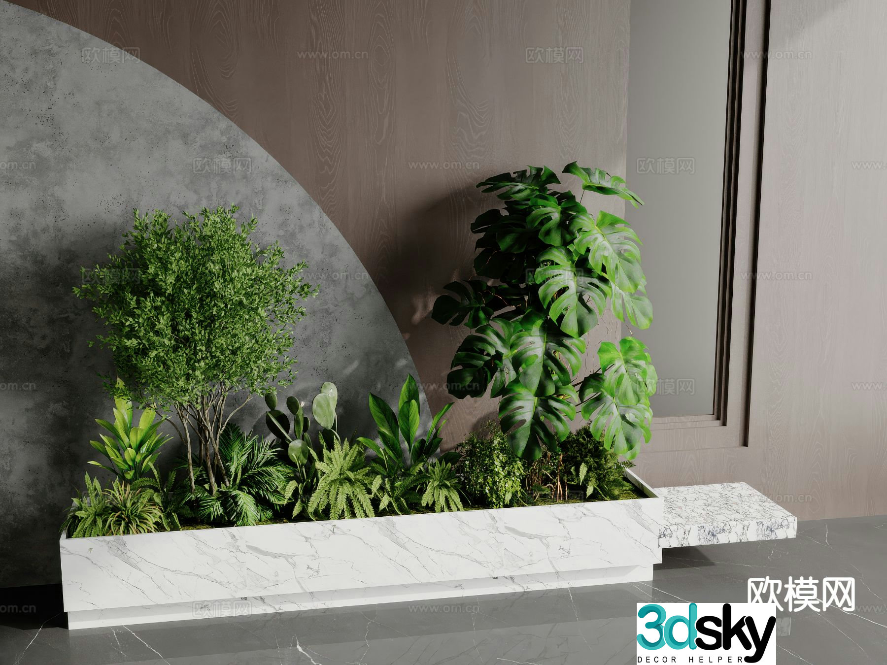 Green plant pile Landscape green plants Tree pool chair Flower tank 3D model