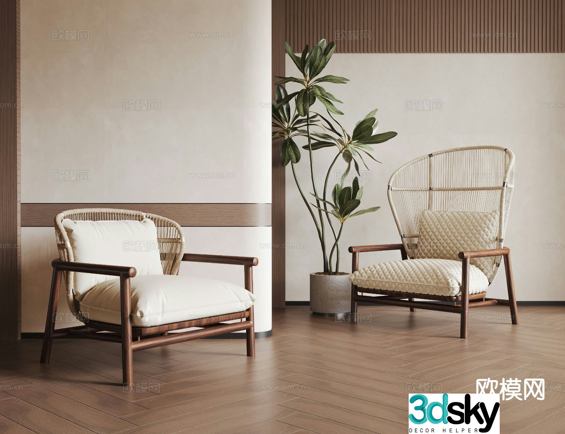 Wabi-sabi style leisure chair 3d model