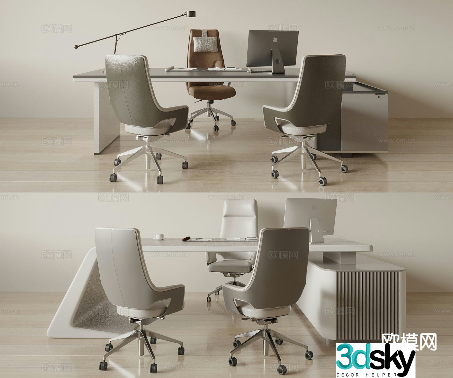 Modern desk desk desk supervisor desk 3d model