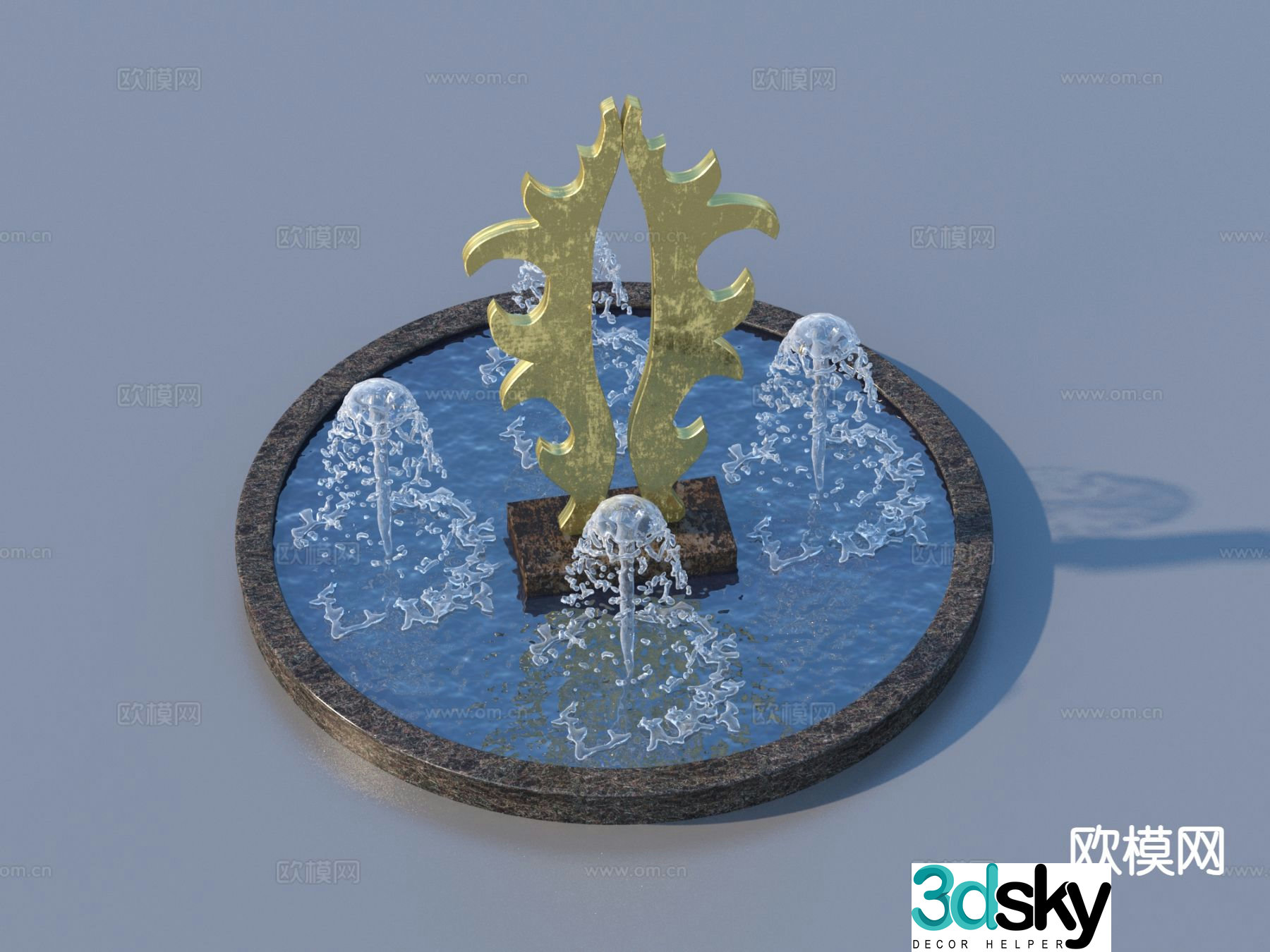 Urban sculpture water fountain landscape sculpture 3d model