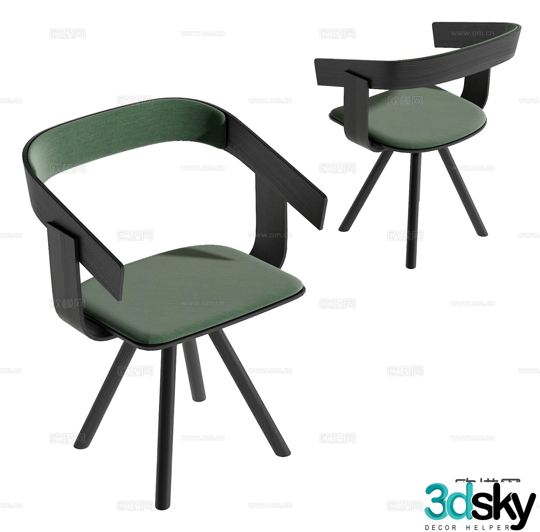 Modern single chair chair dining chair 3d model