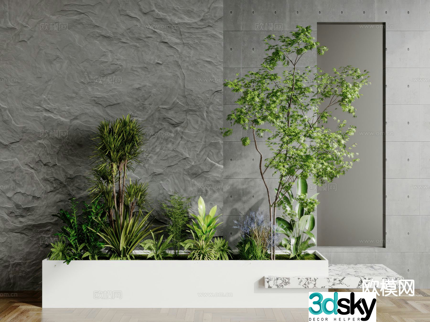 Green plant pile Landscape green plants Dwarf shrub Tree pool chair Flower tank 3D model