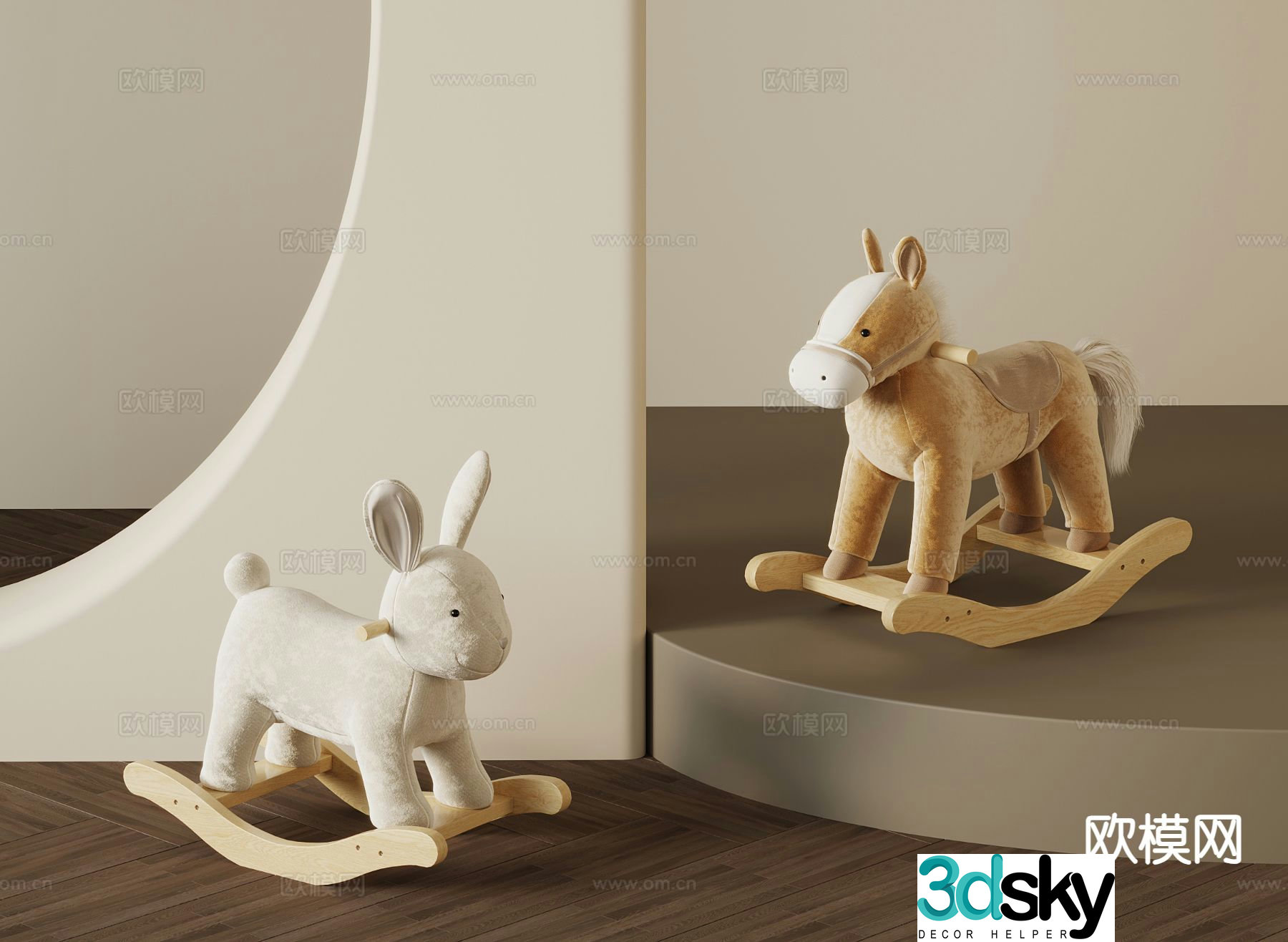 Modern children’s chair wooden horse 3d model