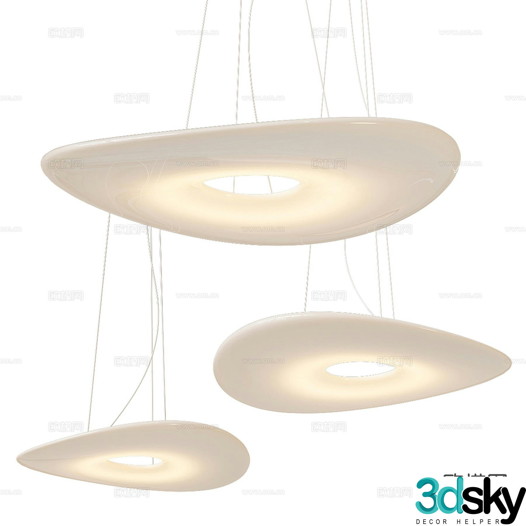Modern flying saucer chandelier 3d model