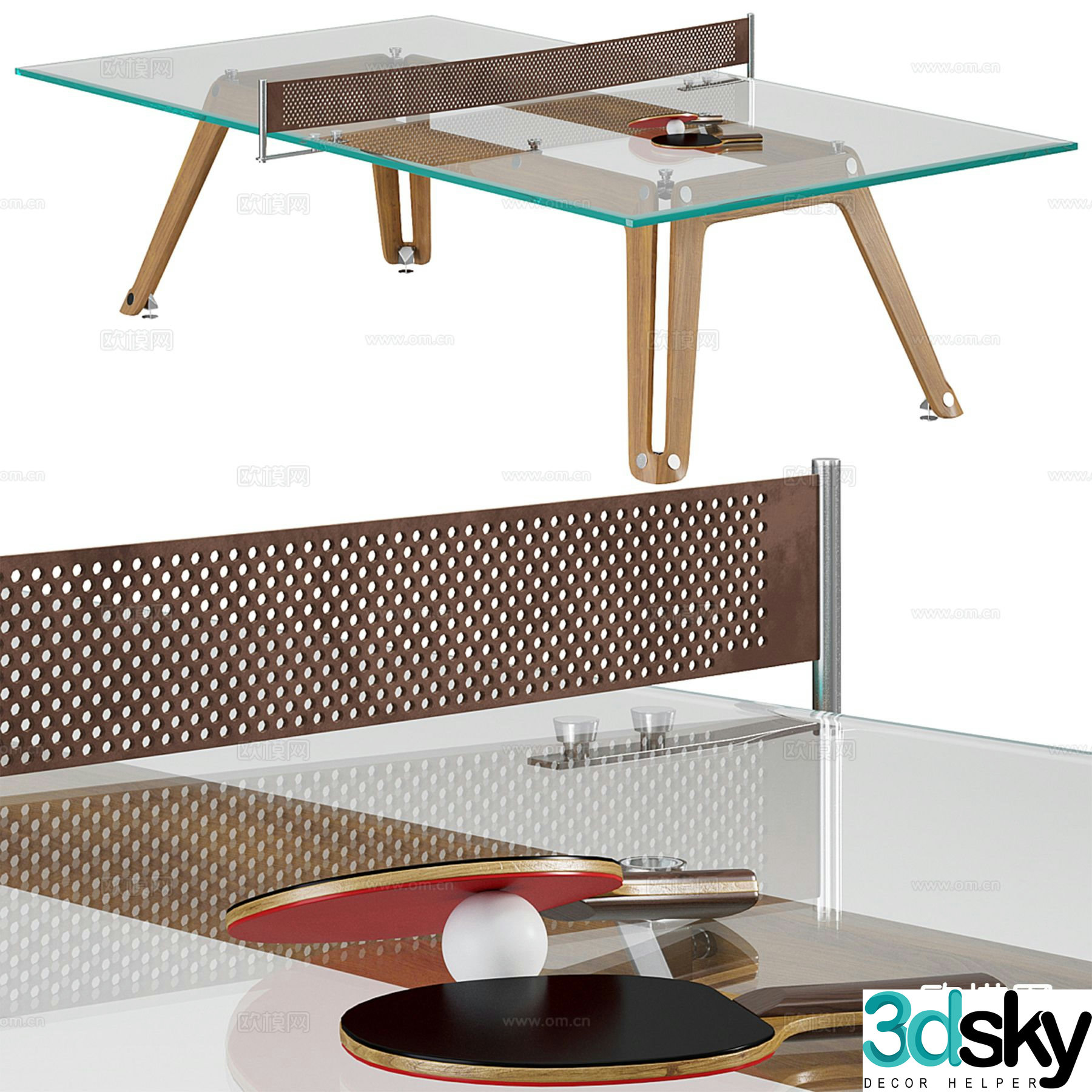 Lungolinea wooden table tennis table 3d model